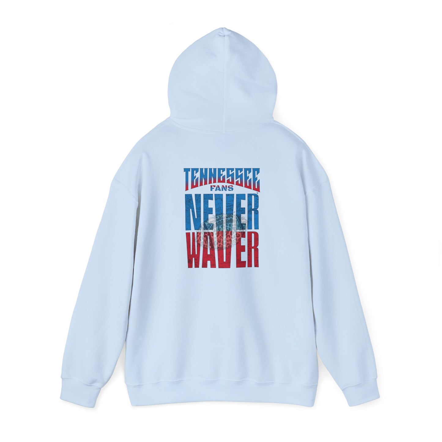 Unisex Heavy Blend™ Hooded Sweatshirt - 'Tennessee Fans Never Waver W Leopard Football' Casual Comfort for Team Fans - Never Waver