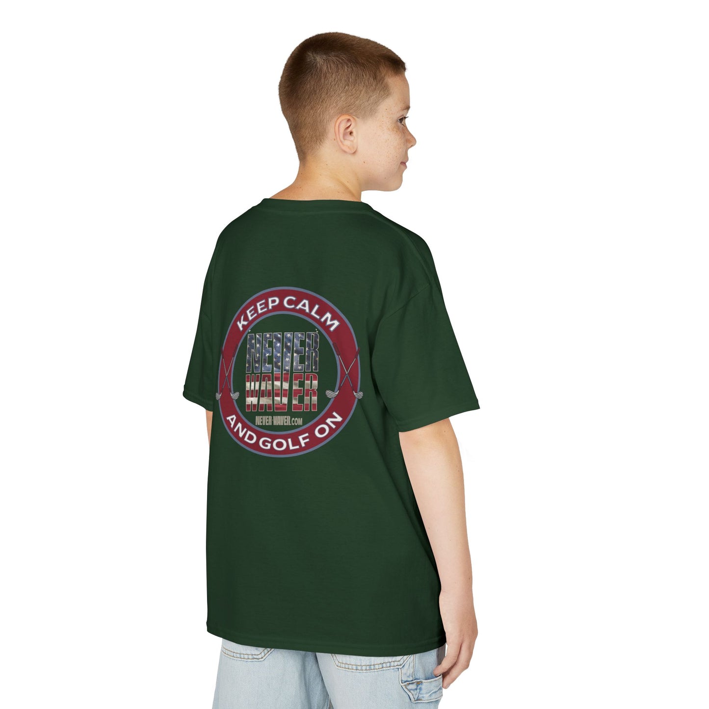 Kids Golf Tee - Keep Calm Never Waver and Golf On - Never Waver