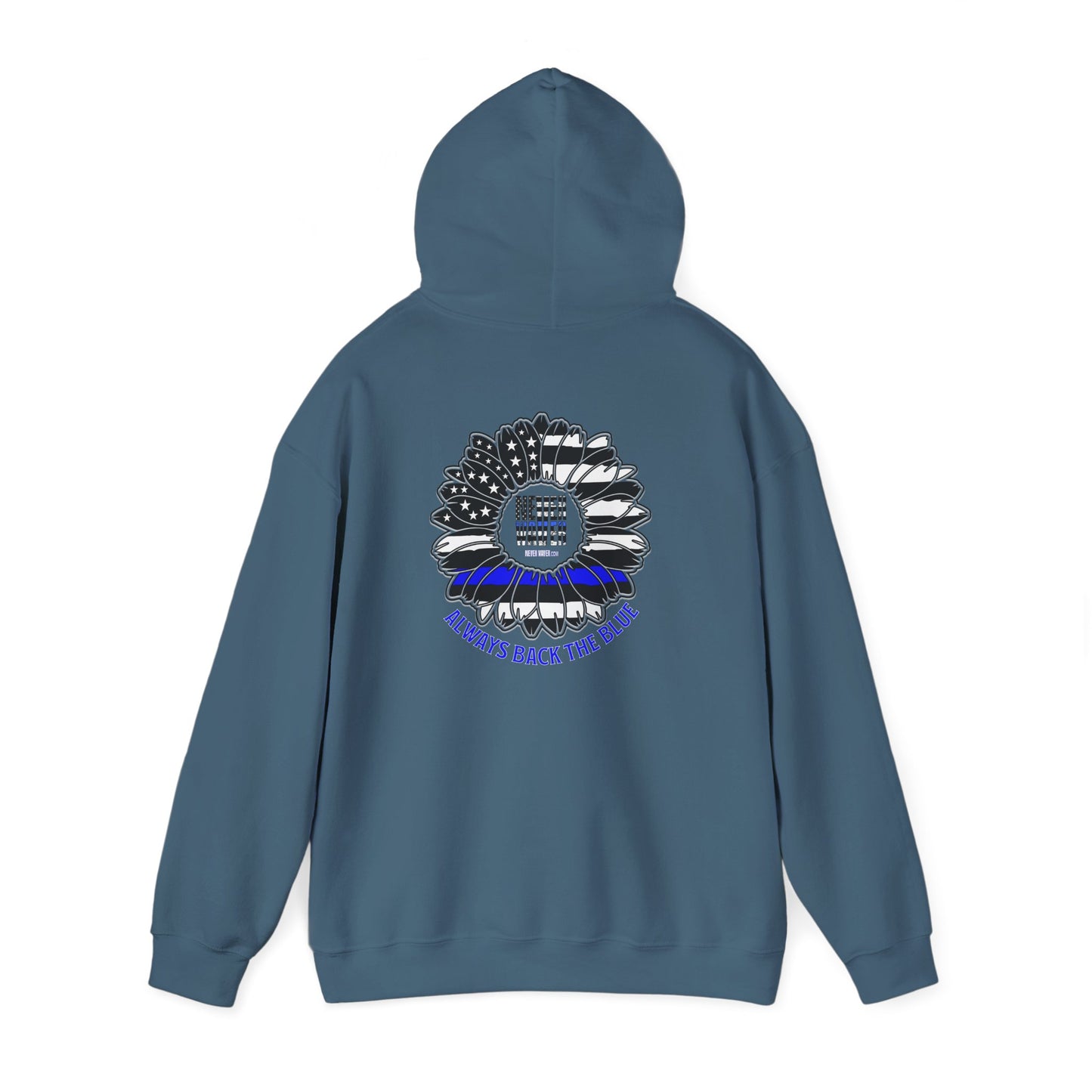 Never Waver Always Back the Blue Hooded Sweatshirt - Unisex Heavy Blend™ - Never Waver