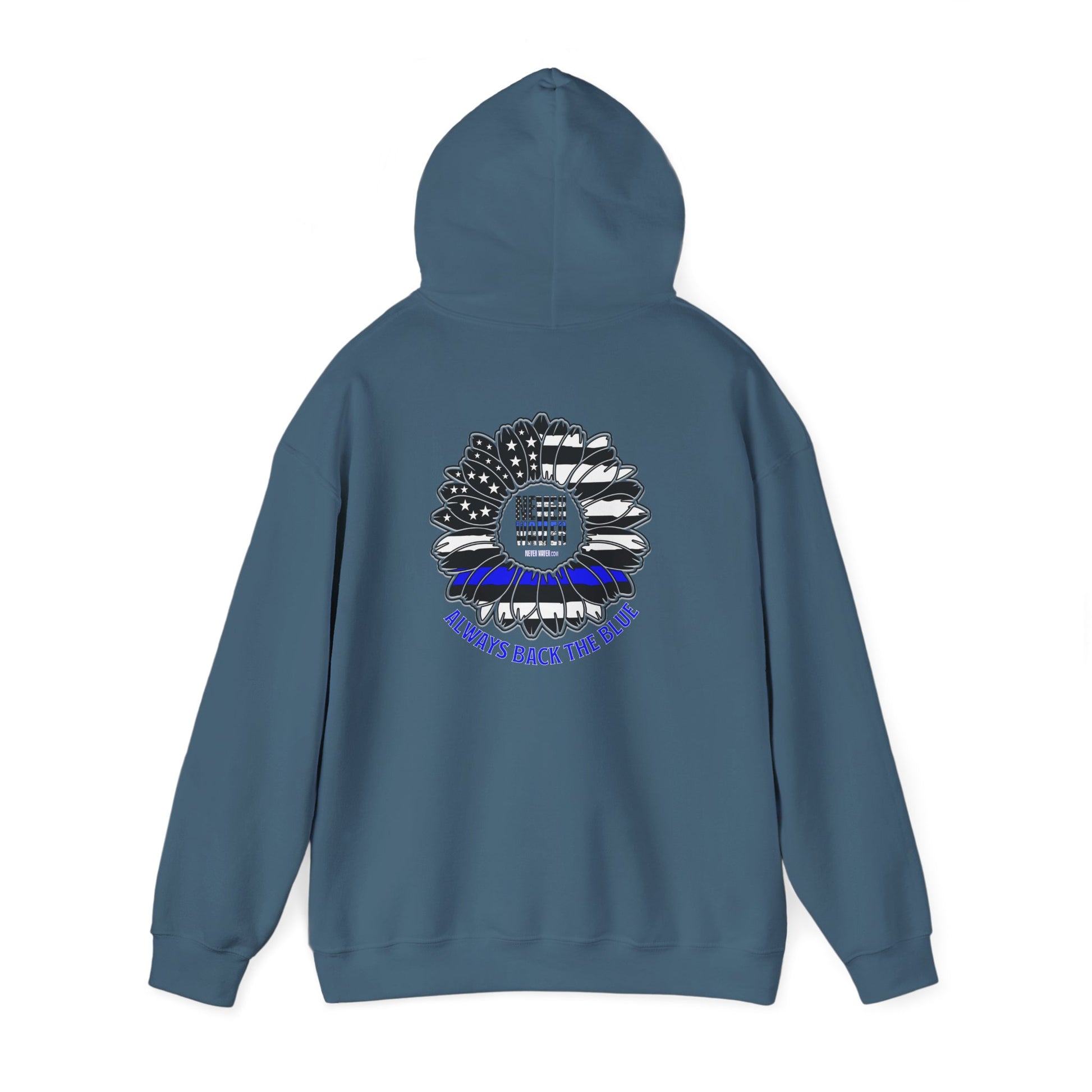 Never Waver Always Back the Blue Hooded Sweatshirt - Unisex Heavy Blend™ - Never Waver