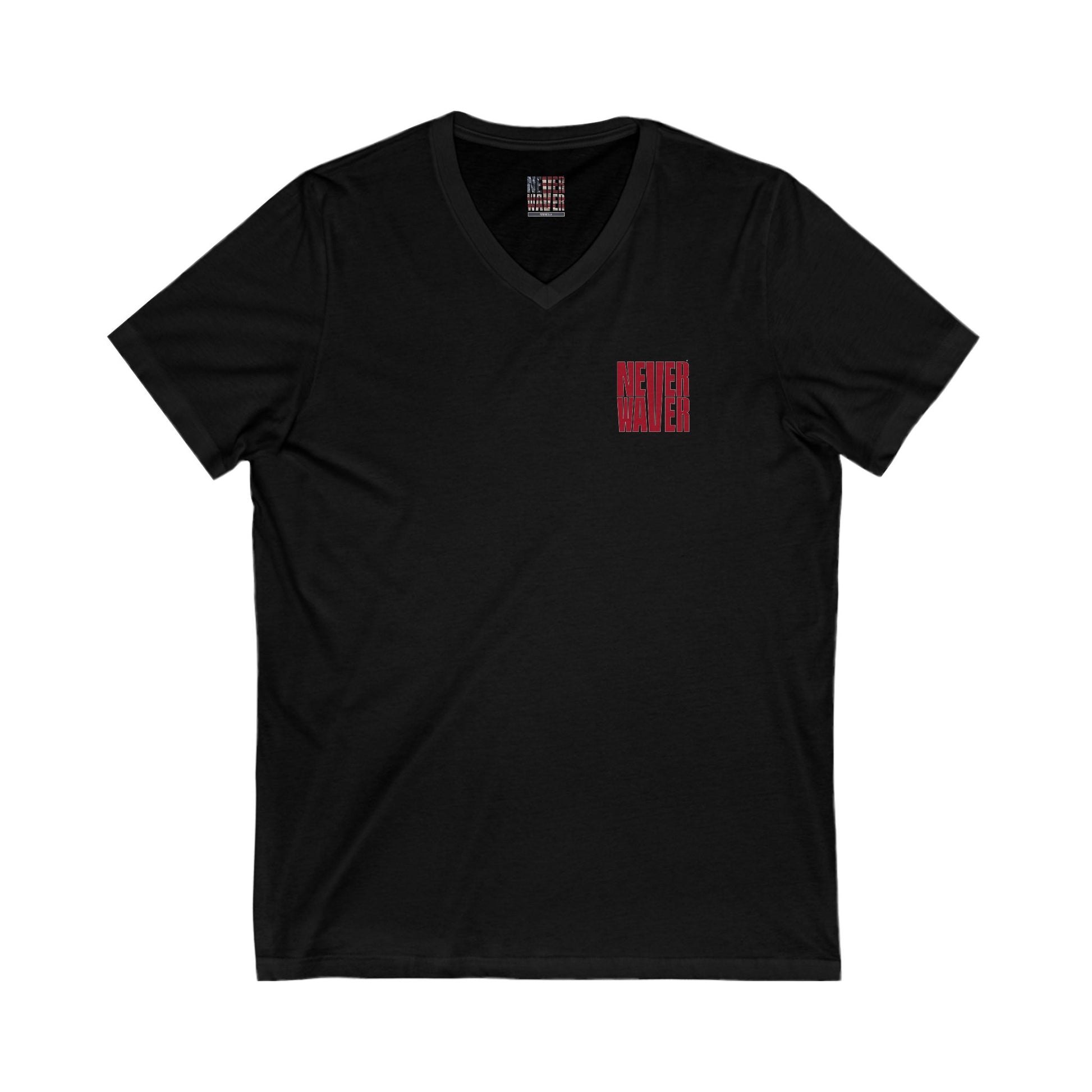 Unisex V-Neck Tee - Never Waver Inspirational Crew T-Shirt - Never Waver