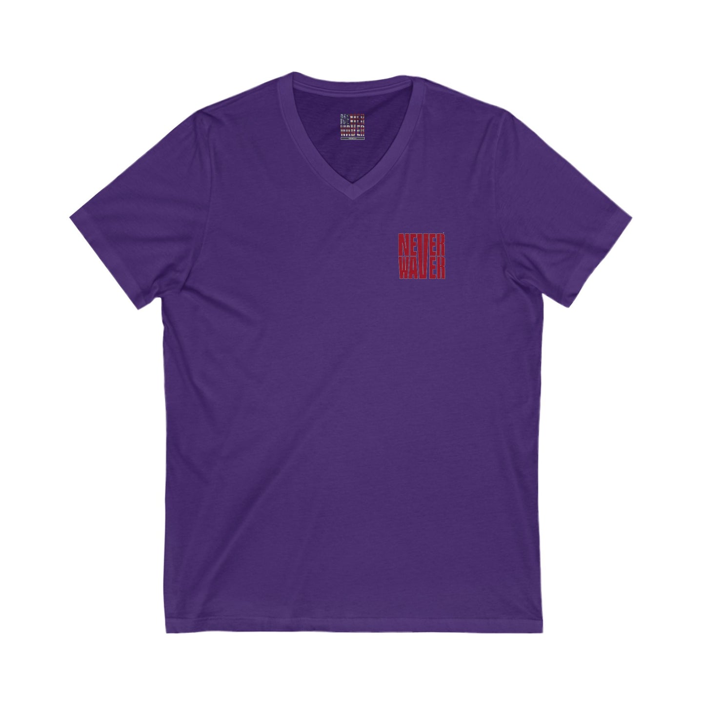 Unisex V-Neck Tee - Never Waver Inspirational Crew T-Shirt - Never Waver