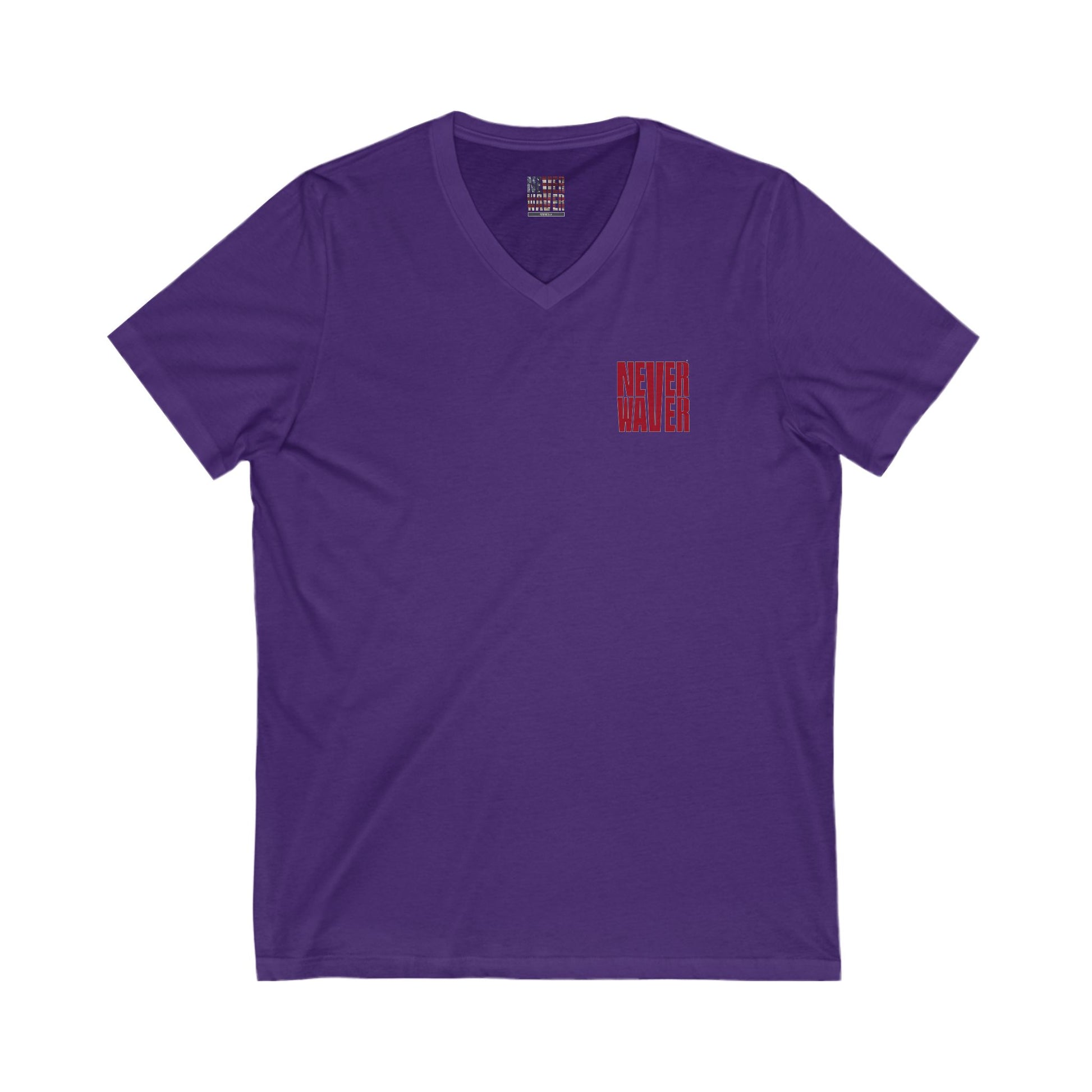 Unisex V-Neck Tee - Never Waver Inspirational Crew T-Shirt - Never Waver