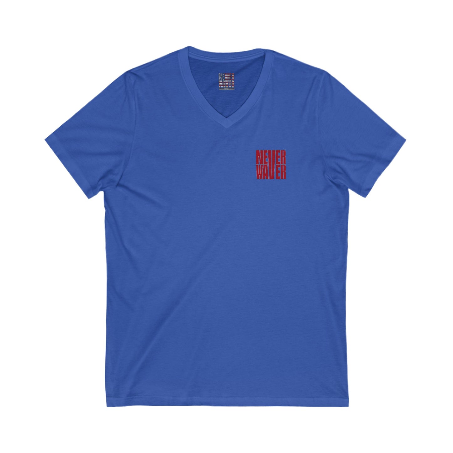 Unisex V-Neck Tee - Never Waver Inspirational Crew T-Shirt - Never Waver