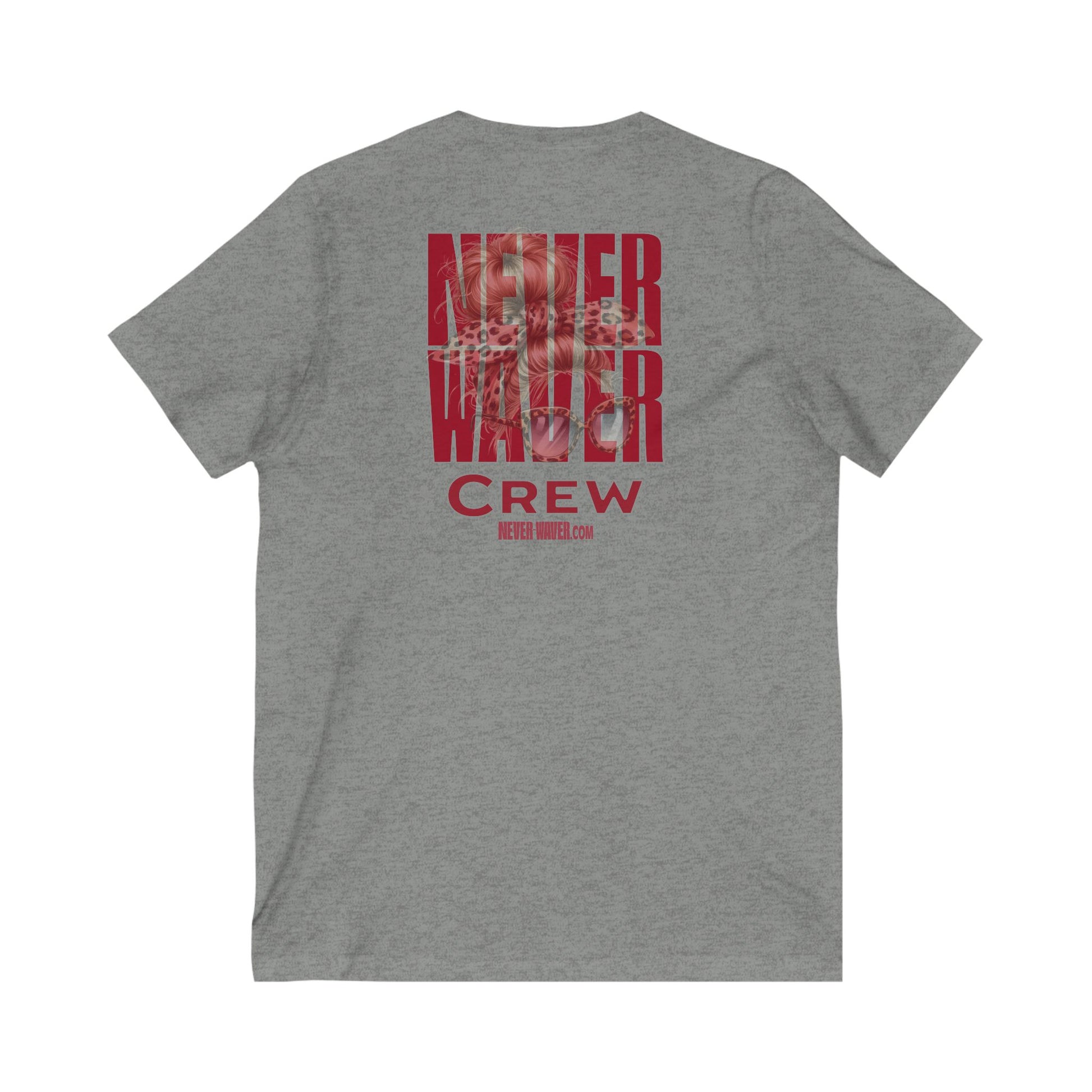Unisex V-Neck Tee - Never Waver Inspirational Crew T-Shirt - Never Waver
