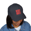Stylish Embroidered Cap - "NEVER WAVER" Red Baseball Hat