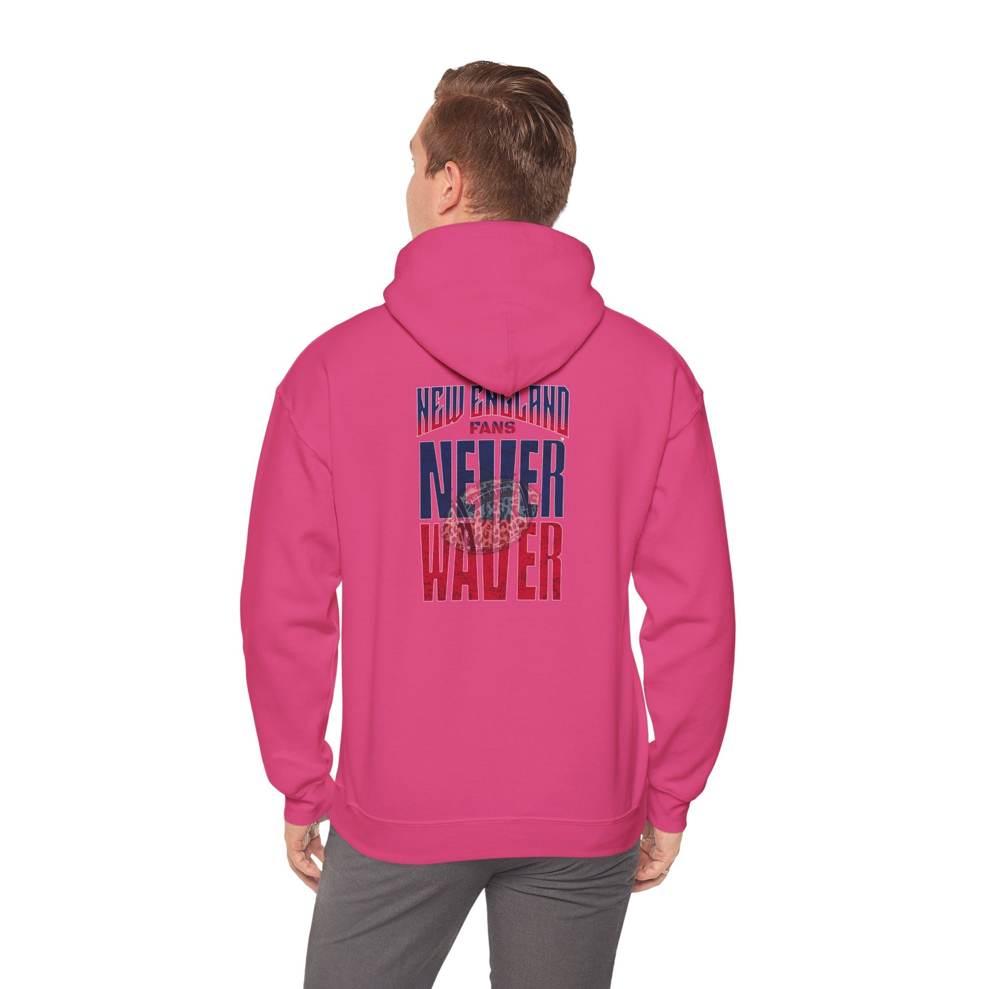 Unisex Heavy Blend™ Hooded Sweatshirt - New England Fans Never Waver w Leopard football - Never Waver