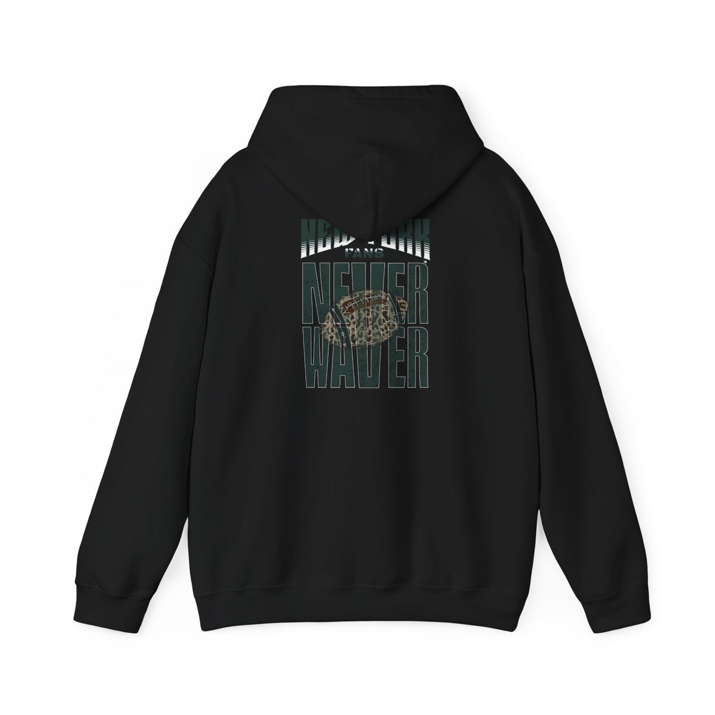 New York Fans Never Waver W Leopard Football Unisex Heavy Blend™ Hooded Sweatshirt - Never Waver