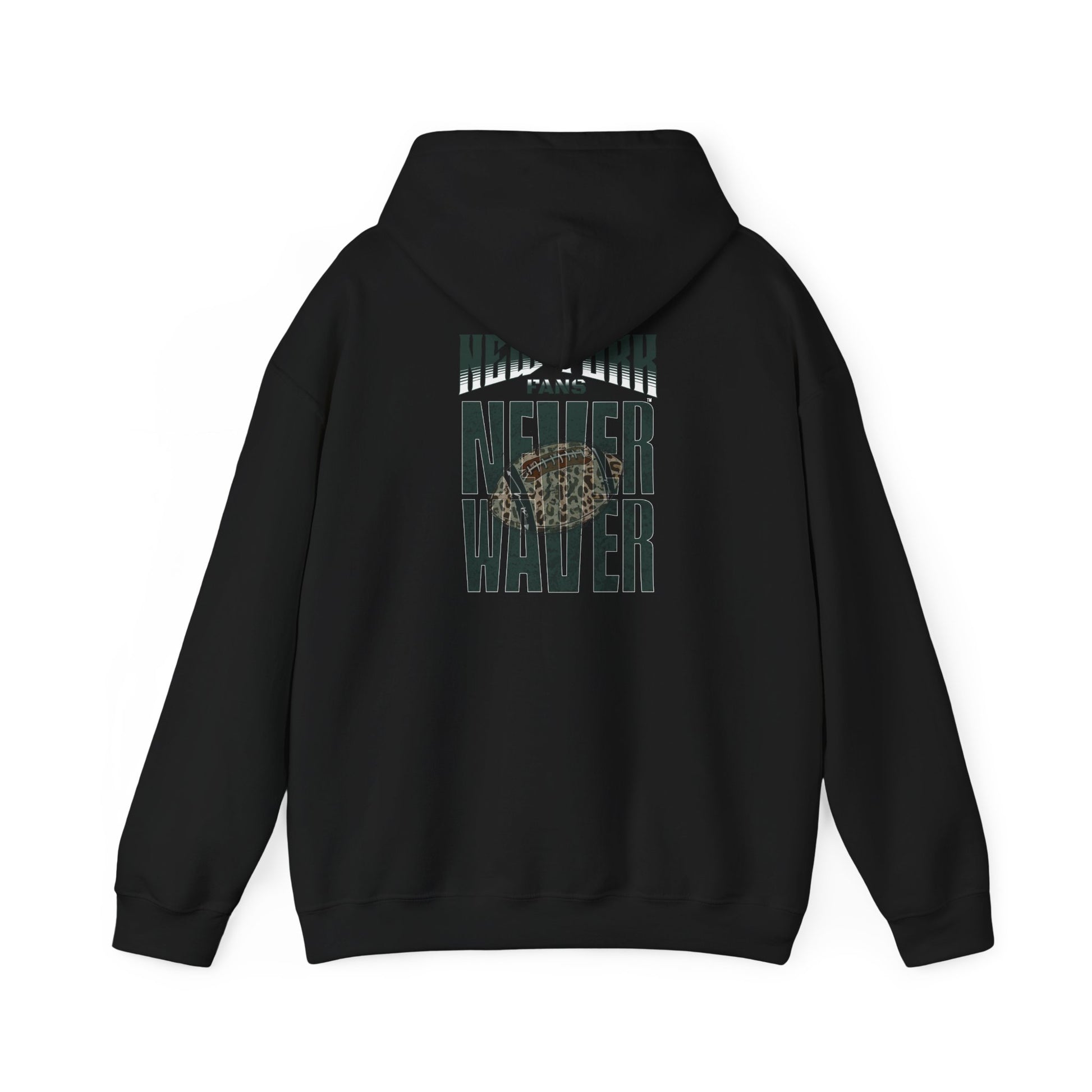New York Fans Never Waver W Leopard Football Unisex Heavy Blend™ Hooded Sweatshirt - Never Waver