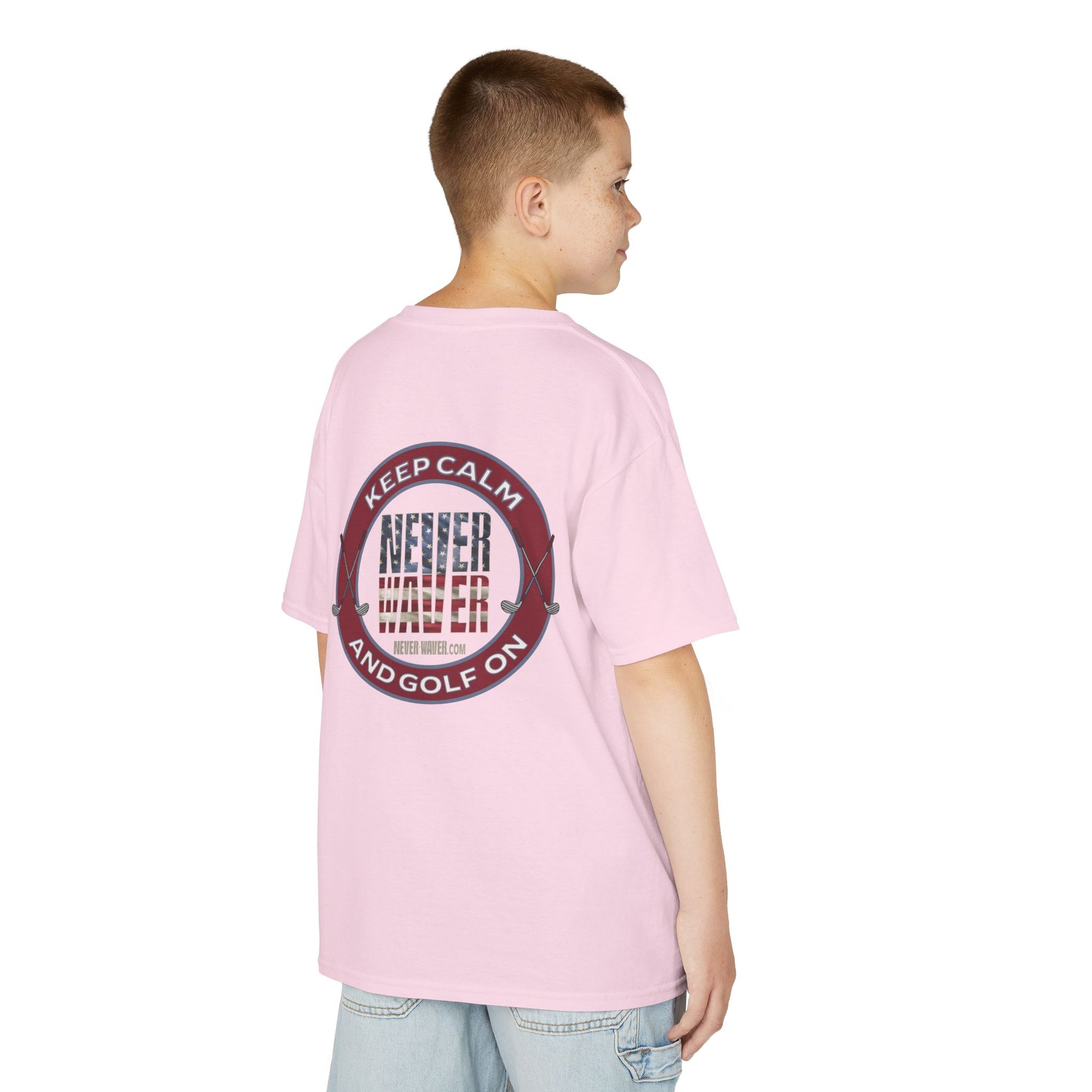 Kids Golf Tee - Keep Calm Never Waver and Golf On - Never Waver