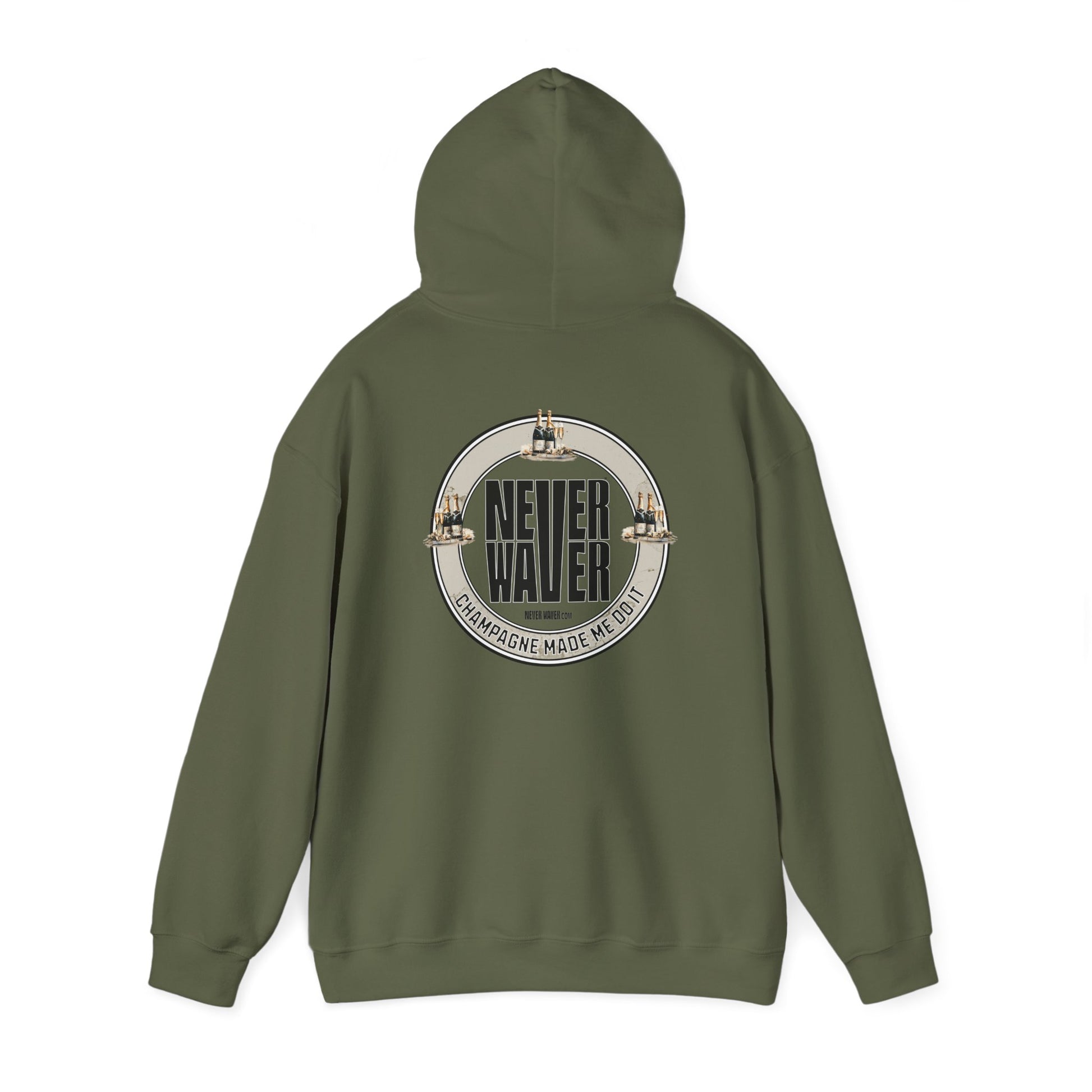 Eco-Friendly Unisex Hoodie: "Never Waver Champagne Made Me Do It?" - Never Waver