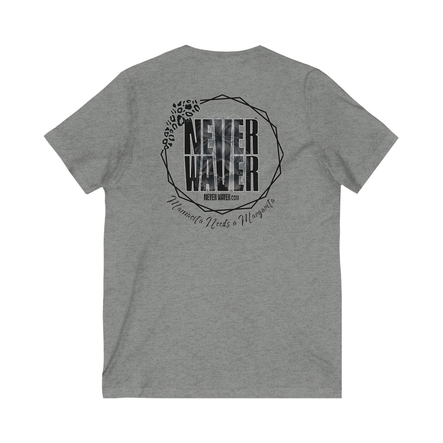 Never Waver Mamacita Needs a Margarita V-Neck Tee for Moms - Patriotic Short Sleeve Shirt - Never Waver