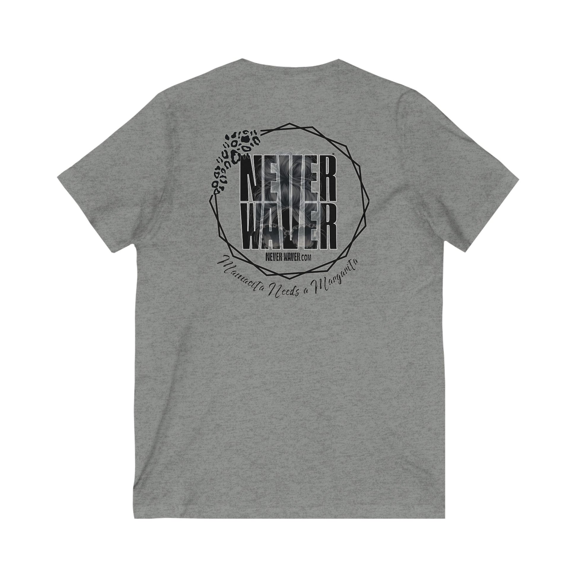 Never Waver Mamacita Needs a Margarita V-Neck Tee for Moms - Patriotic Short Sleeve Shirt - Never Waver
