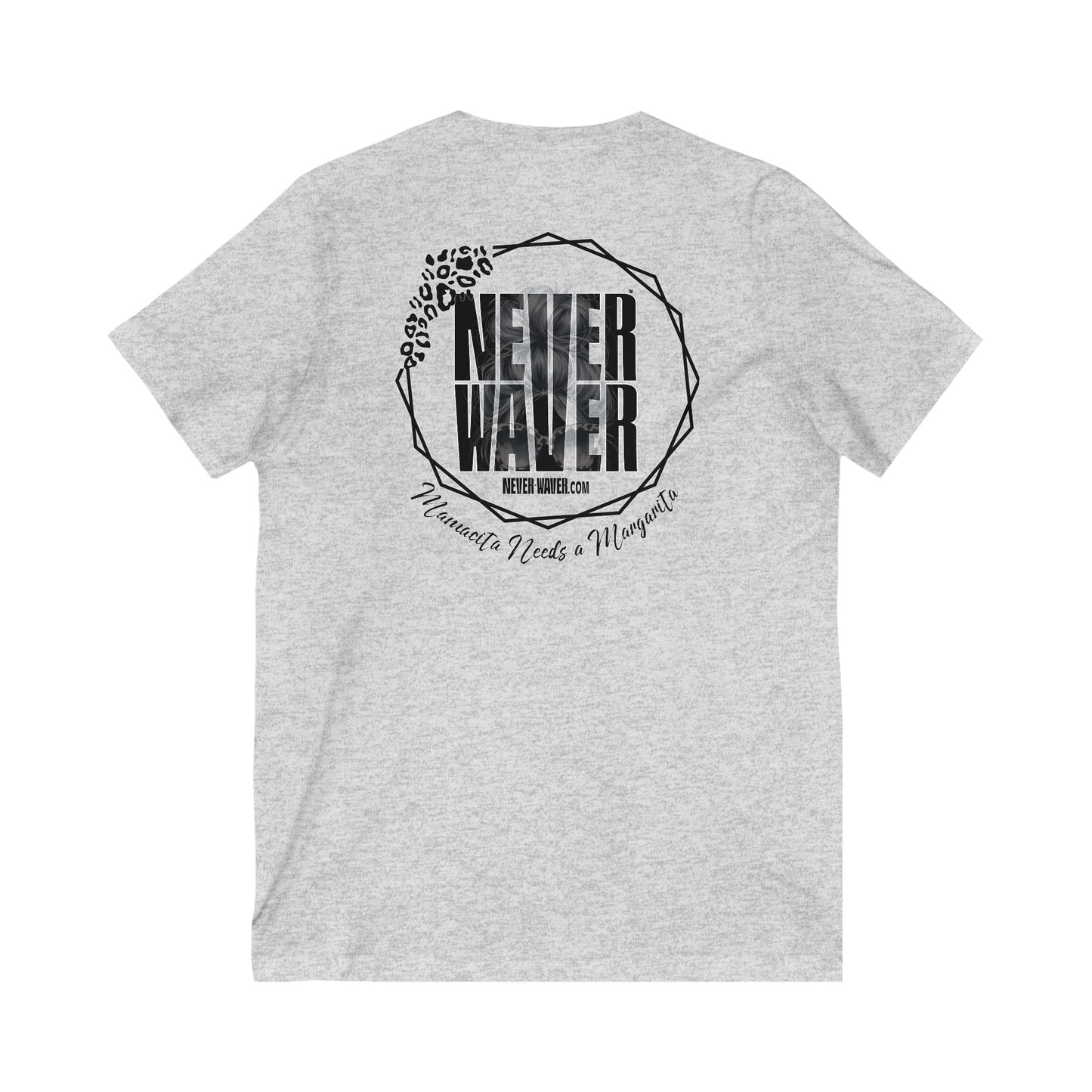 Never Waver Mamacita Needs a Margarita V-Neck Tee for Moms - Patriotic Short Sleeve Shirt - Never Waver