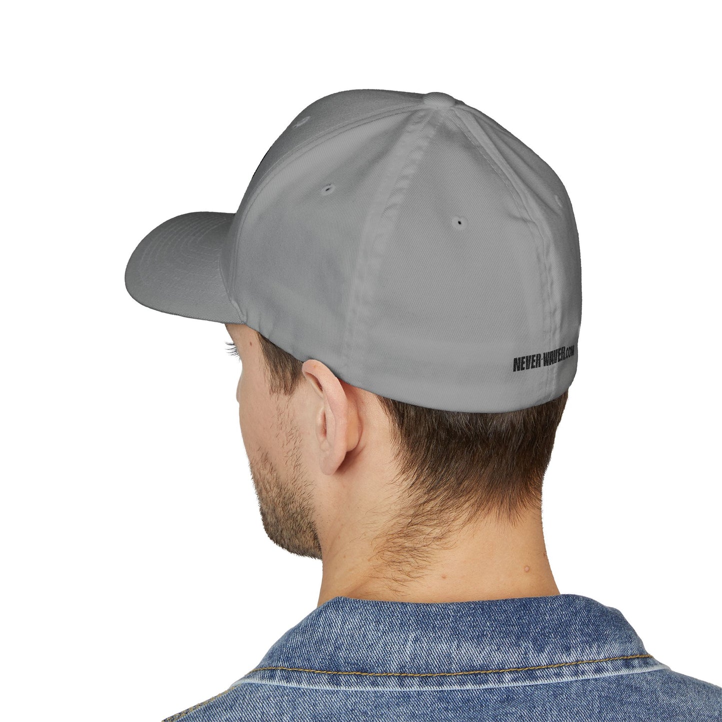 Never Waver Embroidered Cap - Structured White Baseball Hat for Motivation and Style