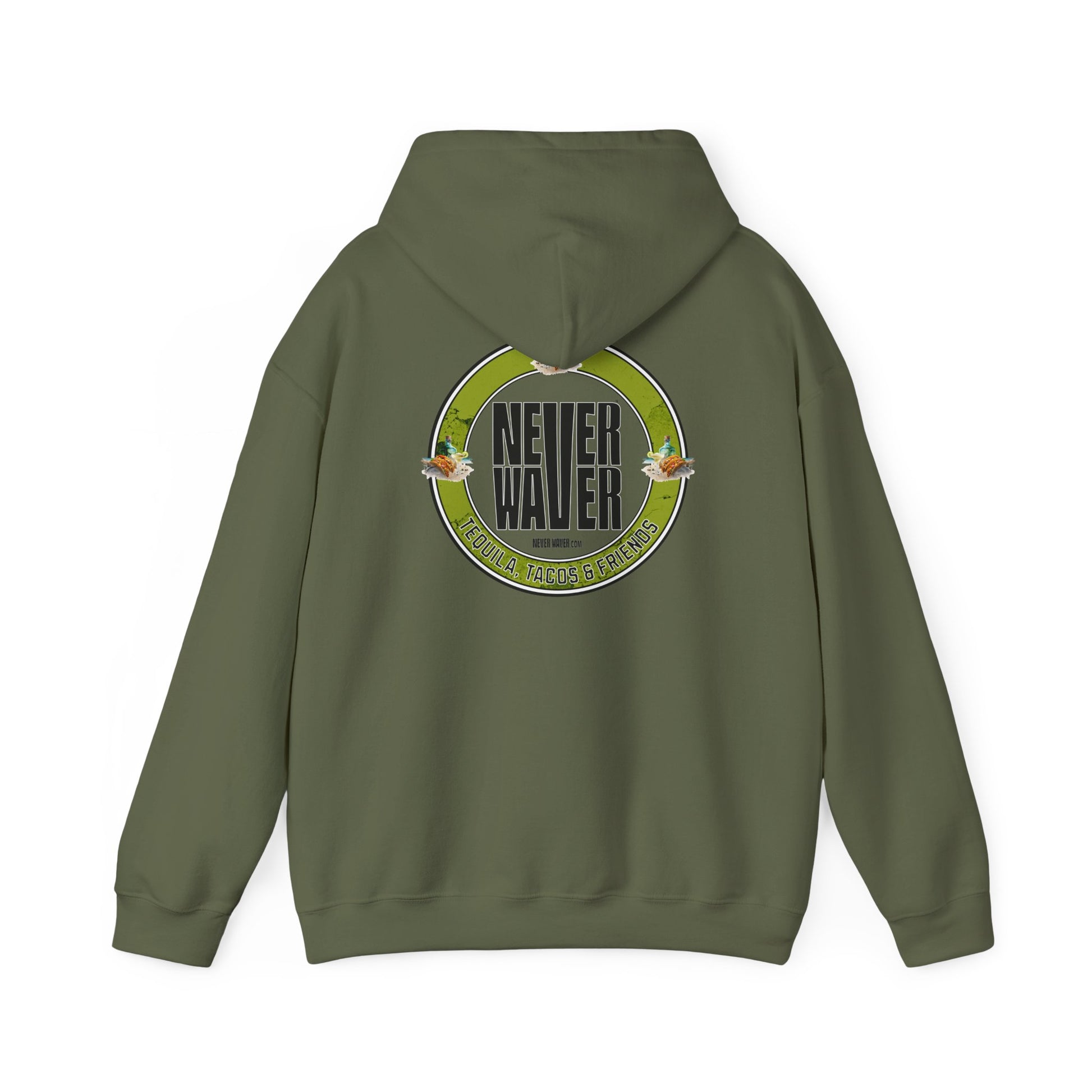 Eco-Friendly Unisex Hoodie: "Never Waver Tequila, Tacos, And Friends" - Never Waver