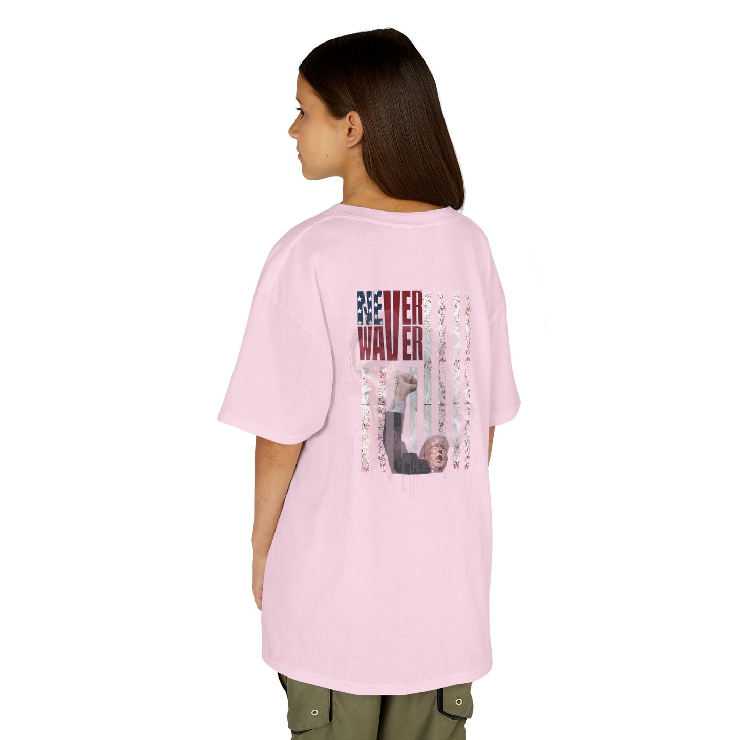 Never Waver Trump Fist Pump W Jesus Protection Kids Heavy Cotton™ Tee - Never Waver