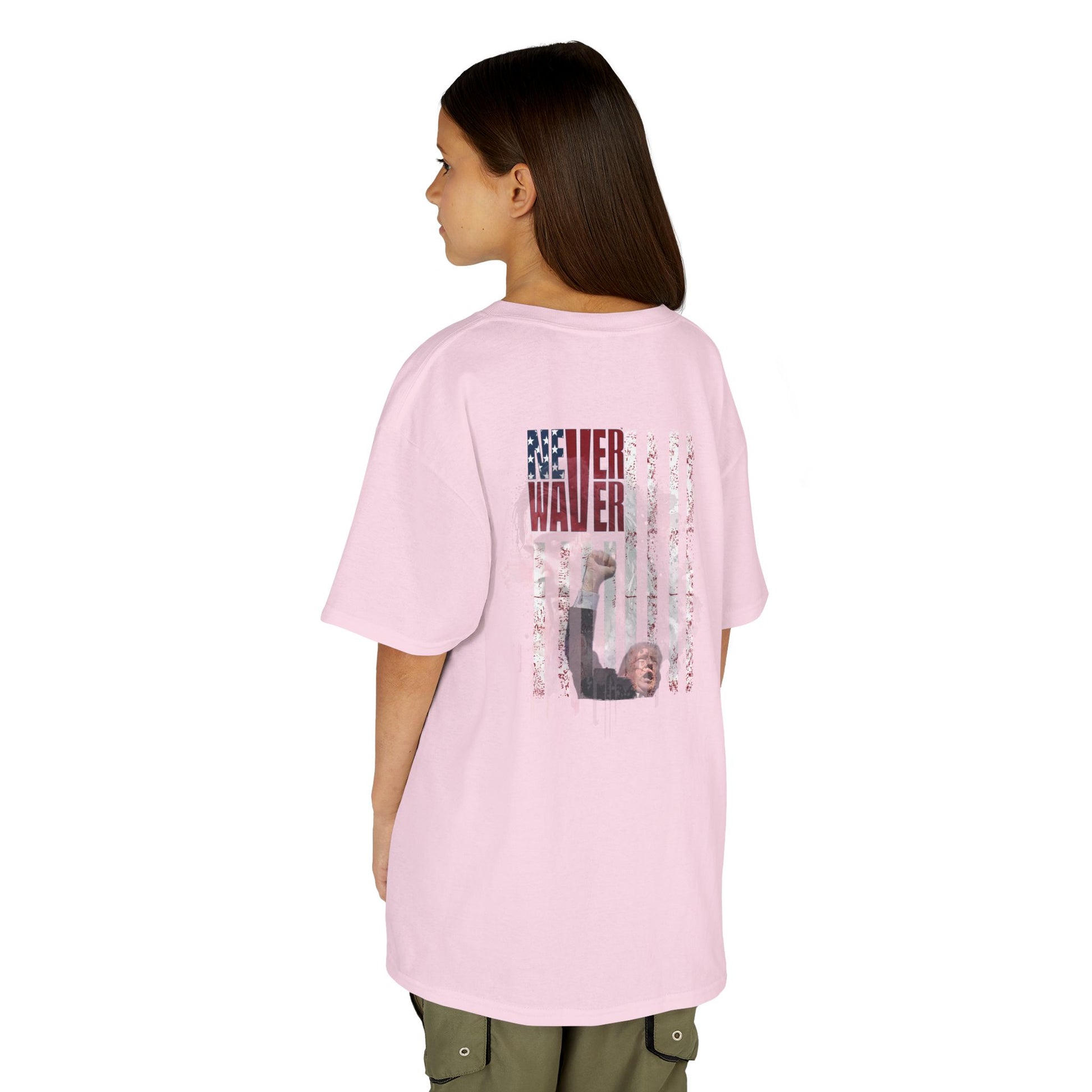 Never Waver Trump Fist Pump W Jesus Protection Kids Heavy Cotton™ Tee - Never Waver