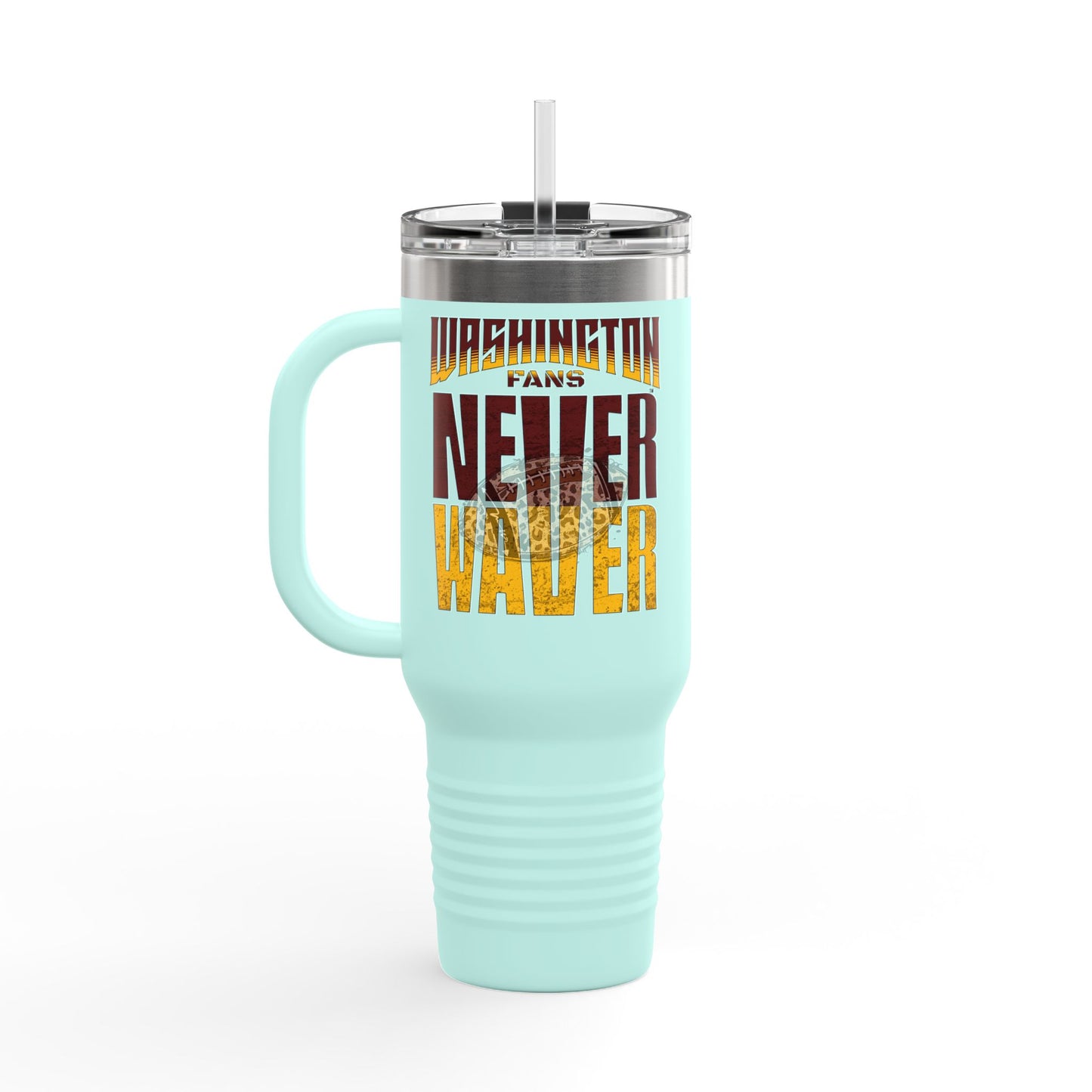 Washington Fans Never Waver W-Leopard Football Insulated Travel Mug, 40oz - Never Waver