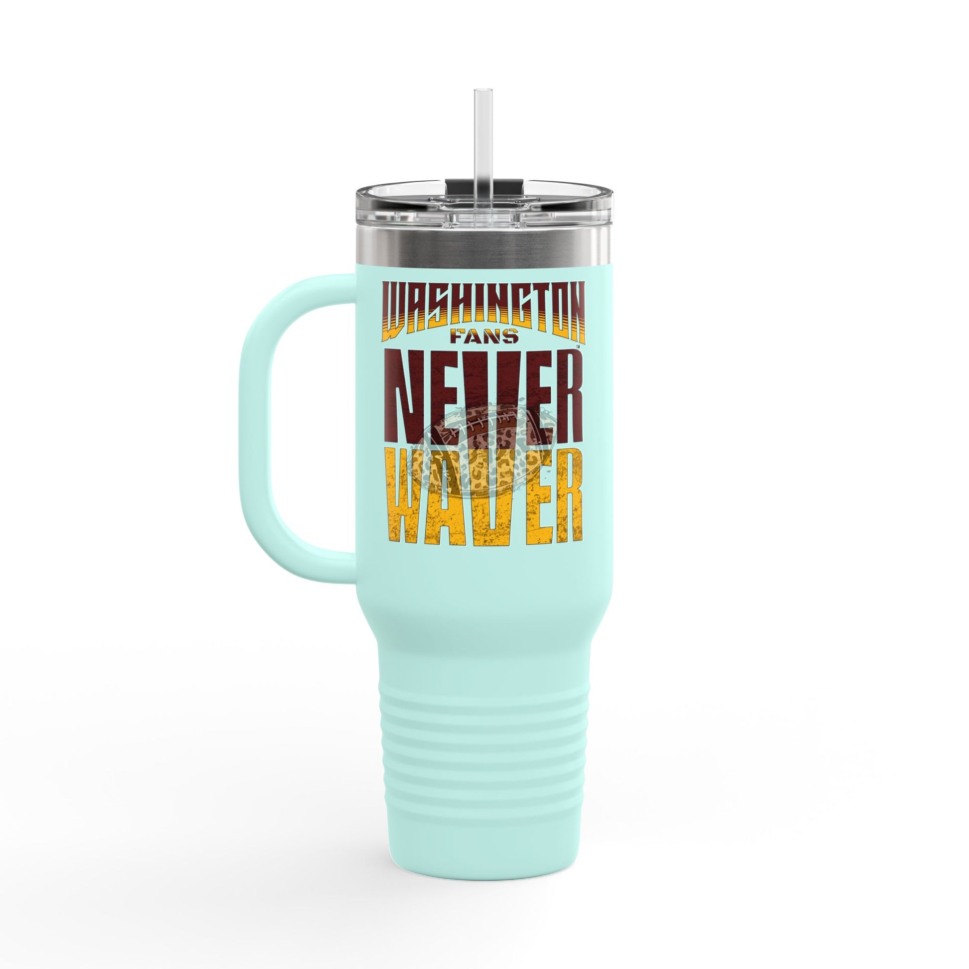 Washington Fans Never Waver W-Leopard Football Insulated Travel Mug, 40oz - Never Waver