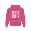 Youth Jesus Hoodie - "Never Waver” Jesus bold, eye-catching design that reflects a steadfast faith and confidence in Christ. " Sweatshirt for Young Jesus Lovers - Never Waver