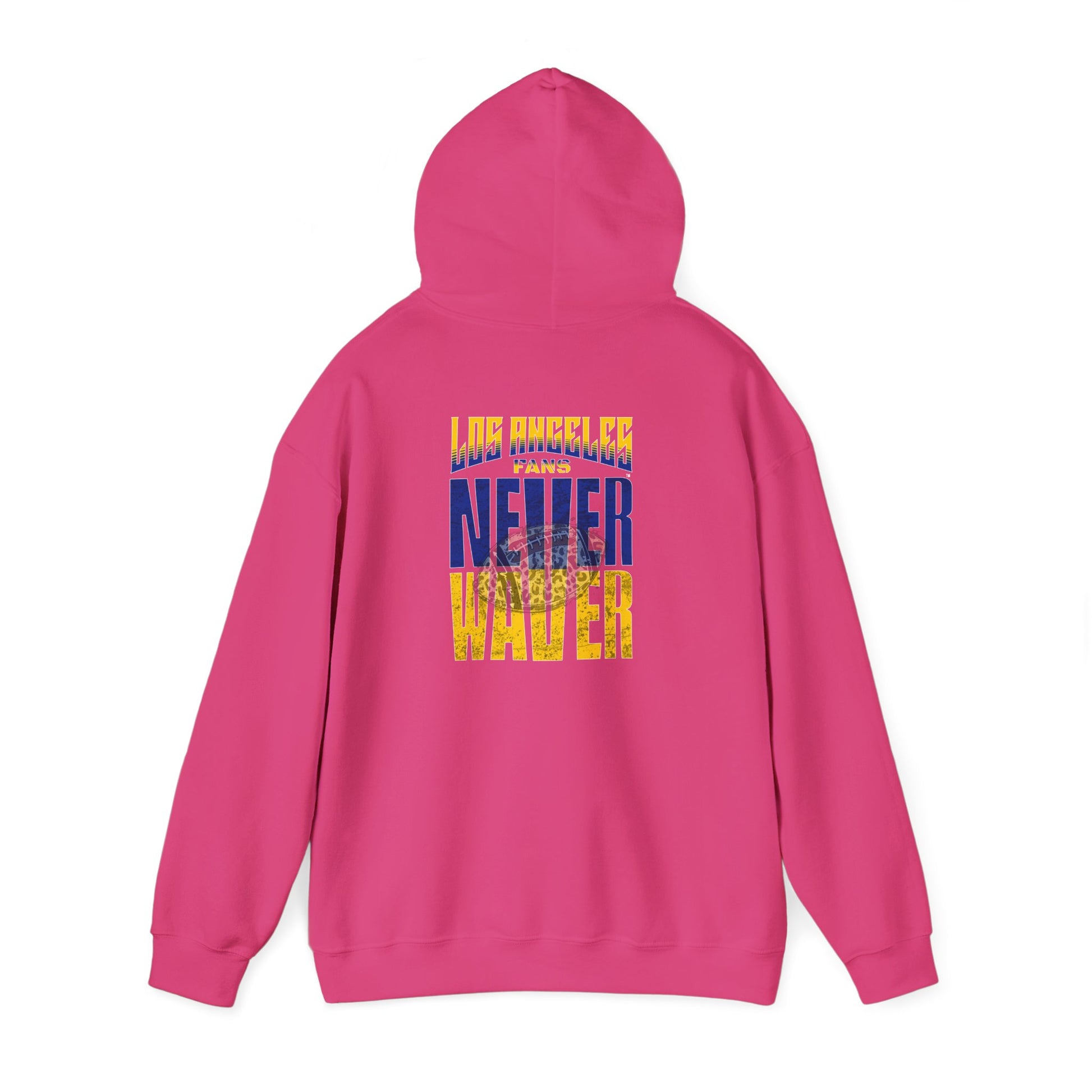 Unisex Heavy Blend™ Hooded Sweatshirt - Los Angeles Fans  NEVER WAVER w Leopard Football | Cozy Streetwear for Every Day - Never Waver