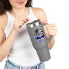 True Americans Never Waver They Always Back The Blue   Insulated Travel Mug, 40oz - Never Waver
