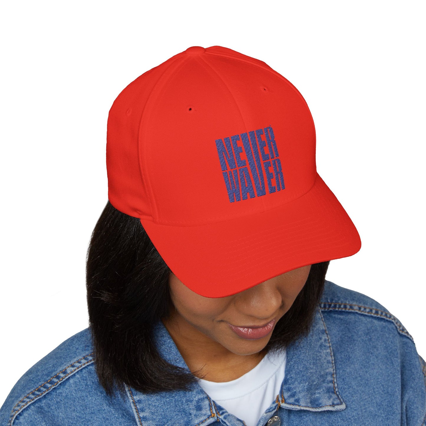 Never Waver Embroidered Cap - Motivational Closed-Back Hat