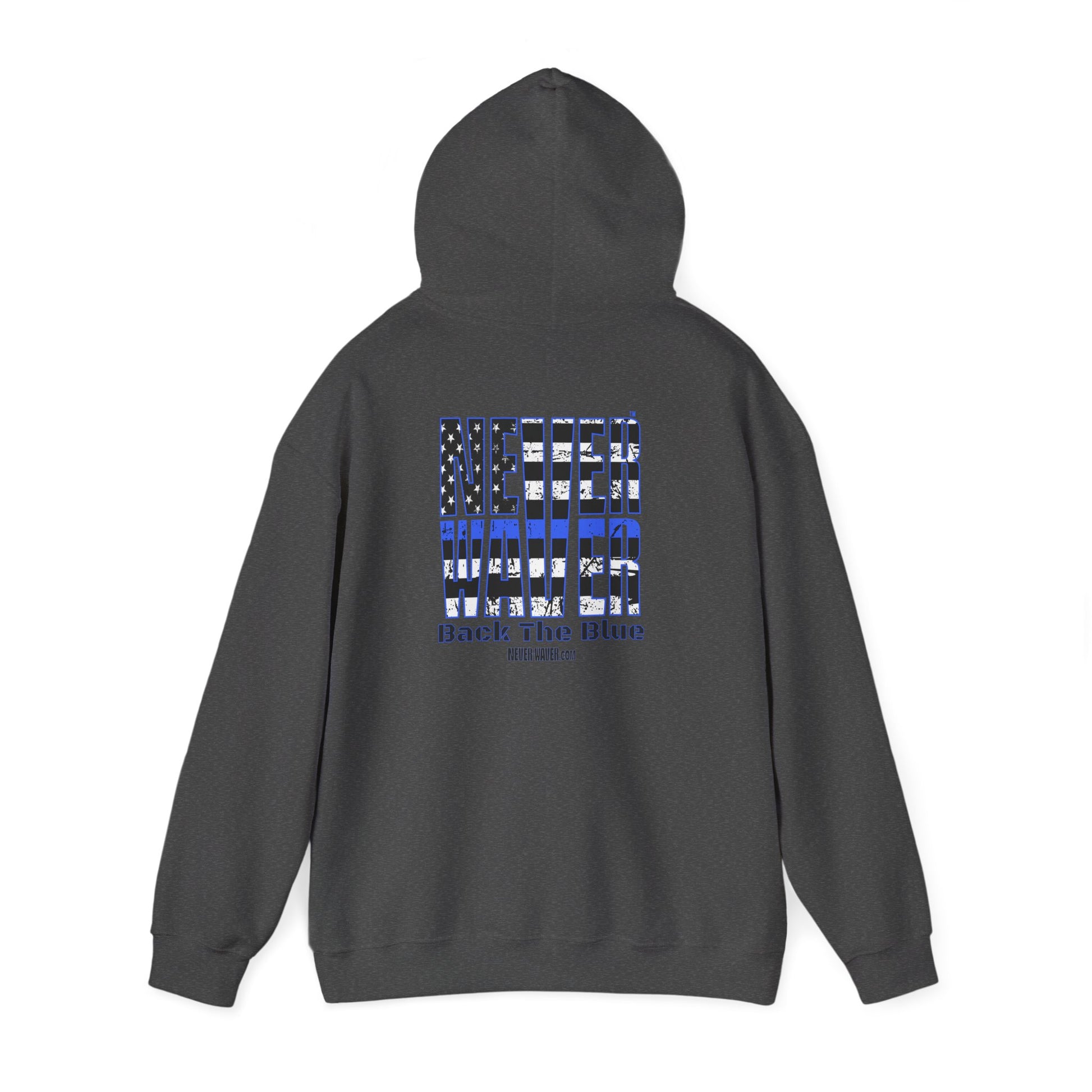 Never Waver Back The Blue Hoodie - Unisex Heavy Blend Sweatshirt - Never Waver