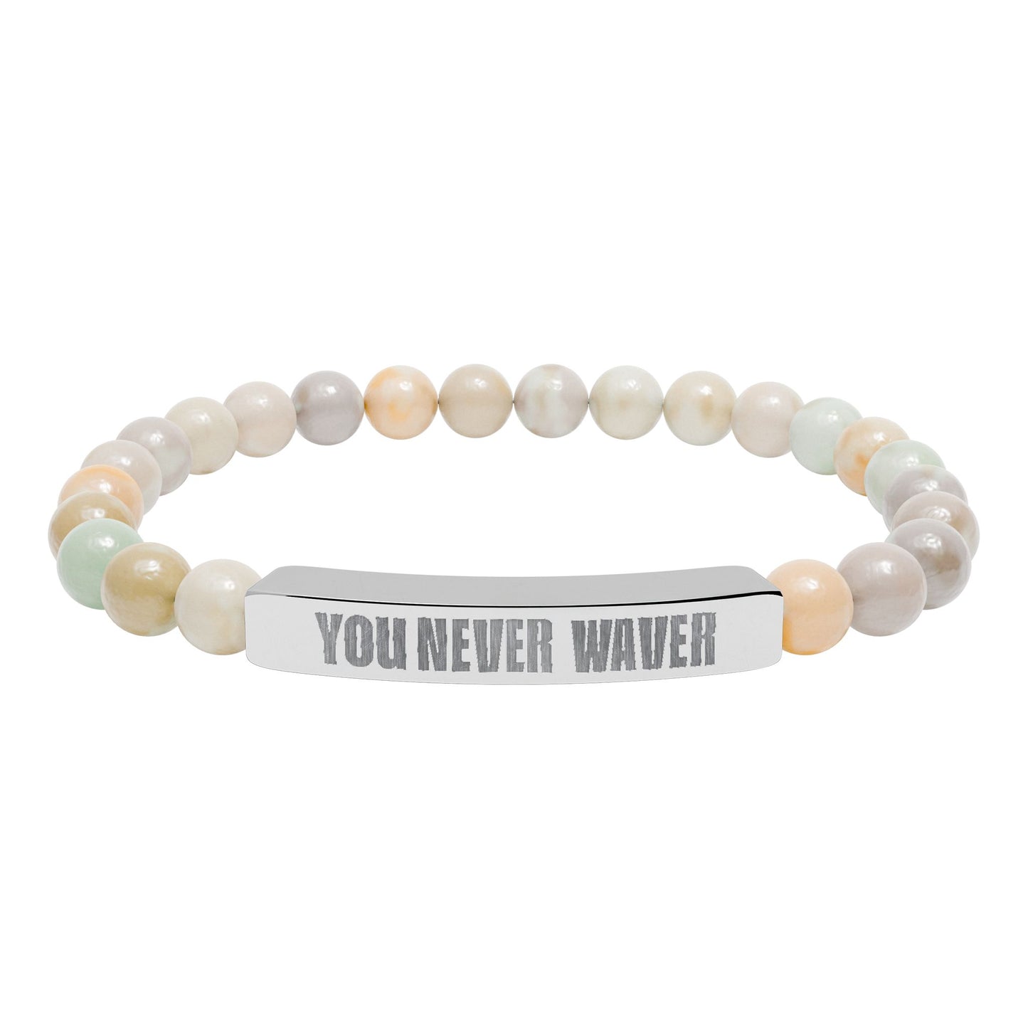 You Never Waver Bracelet Engraved Natural Stone Beaded Bracelet