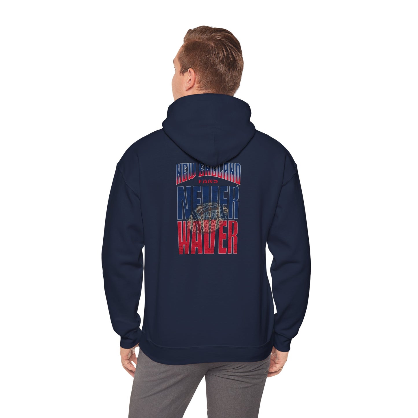 Unisex Heavy Blend™ Hooded Sweatshirt - New England Fans Never Waver w Leopard football - Never Waver