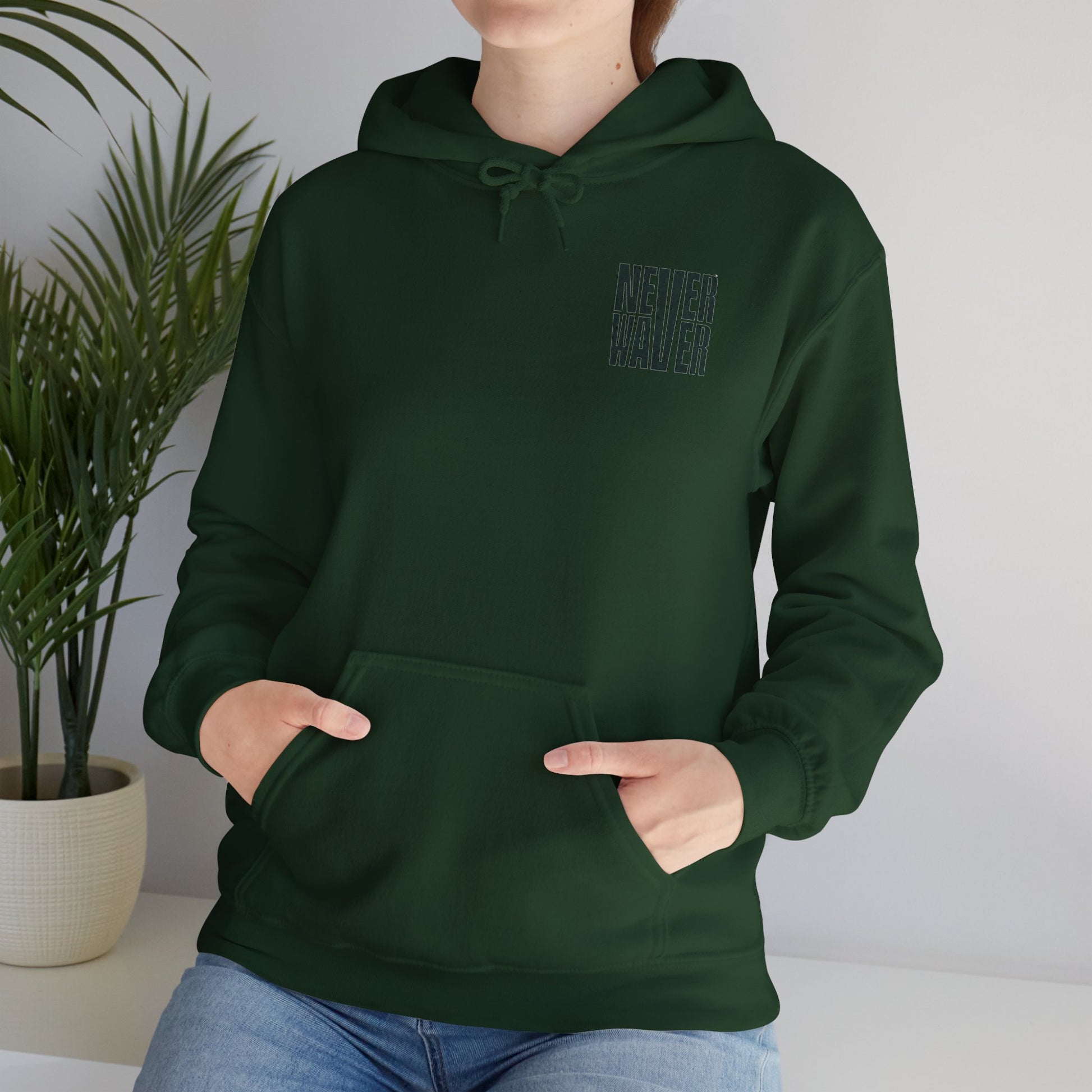 New York Fans Never Waver W Leopard Football Unisex Heavy Blend™ Hooded Sweatshirt - Never Waver