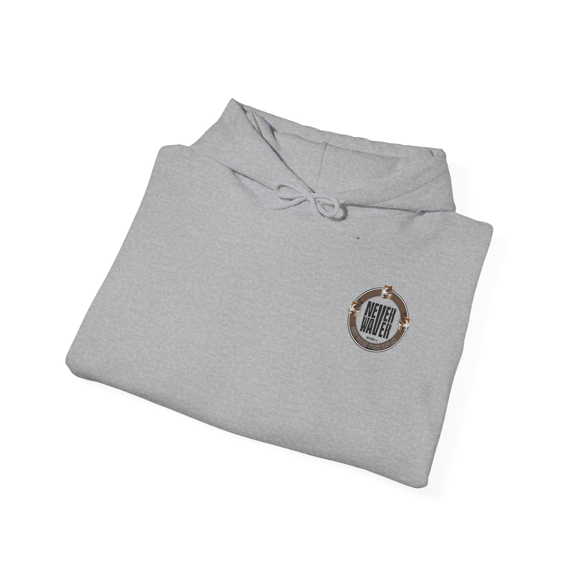 Eco-Friendly Unisex Hoodie: "Never Waver Save Water Drink Coffee" - Never Waver