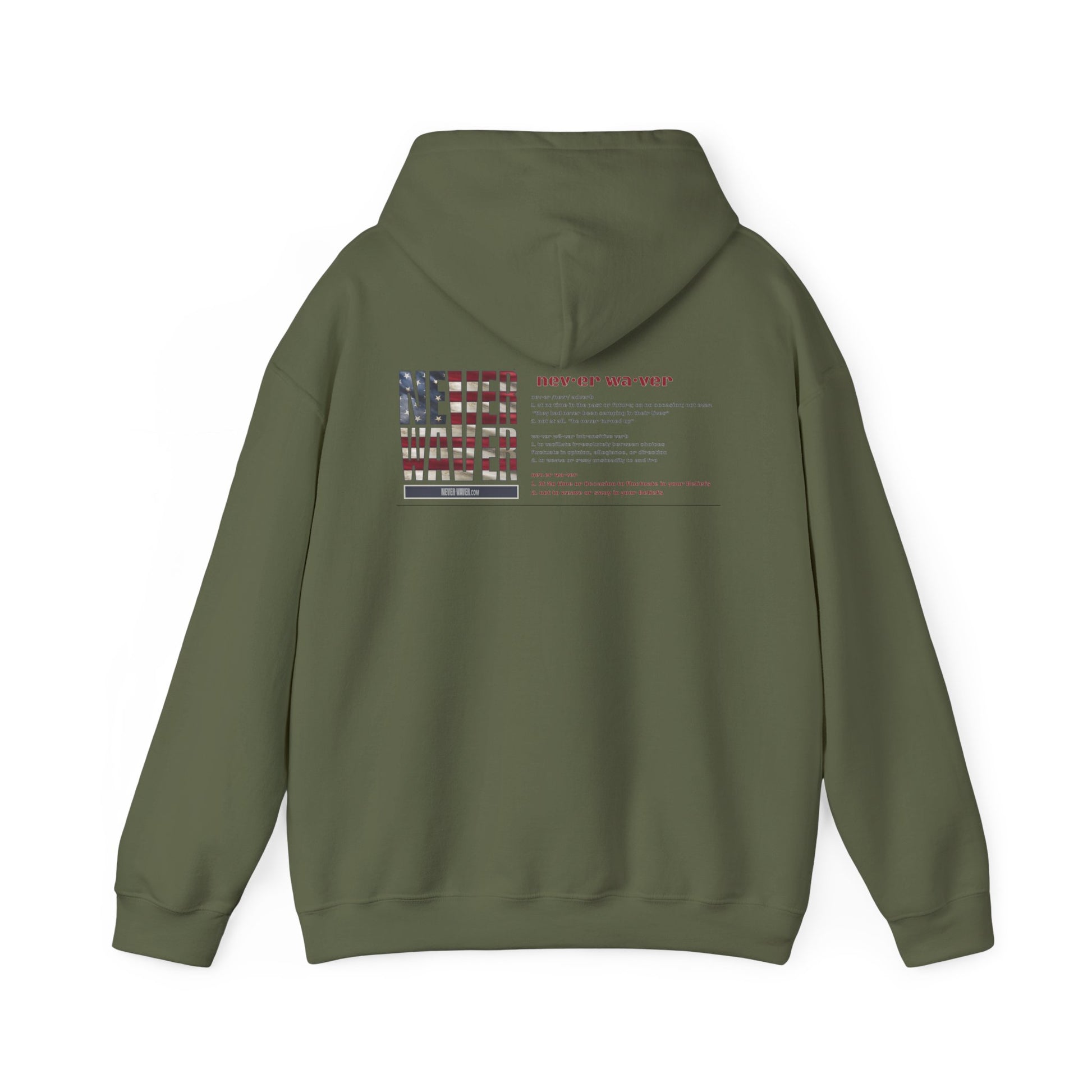 Inspirational Unisex Hoodie - 'Never Waver Definition ' Motivational Sweatshirt - Never Waver