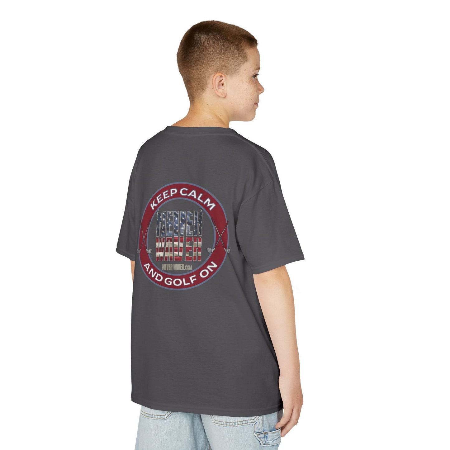 Kids Golf Tee - Keep Calm Never Waver and Golf On - Never Waver