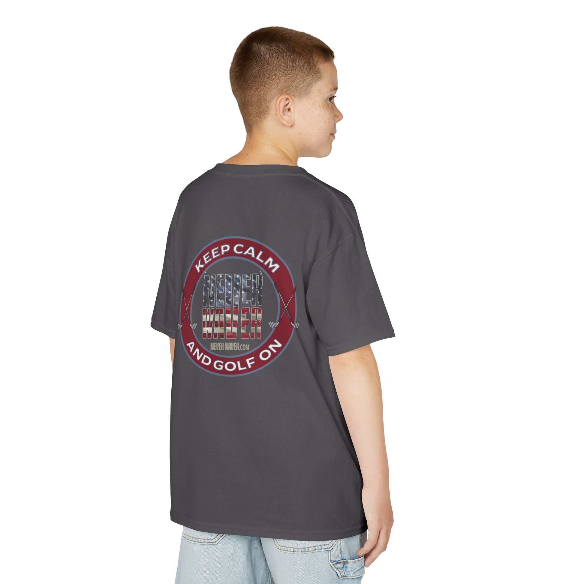Kids Golf Tee - Keep Calm Never Waver and Golf On - Never Waver
