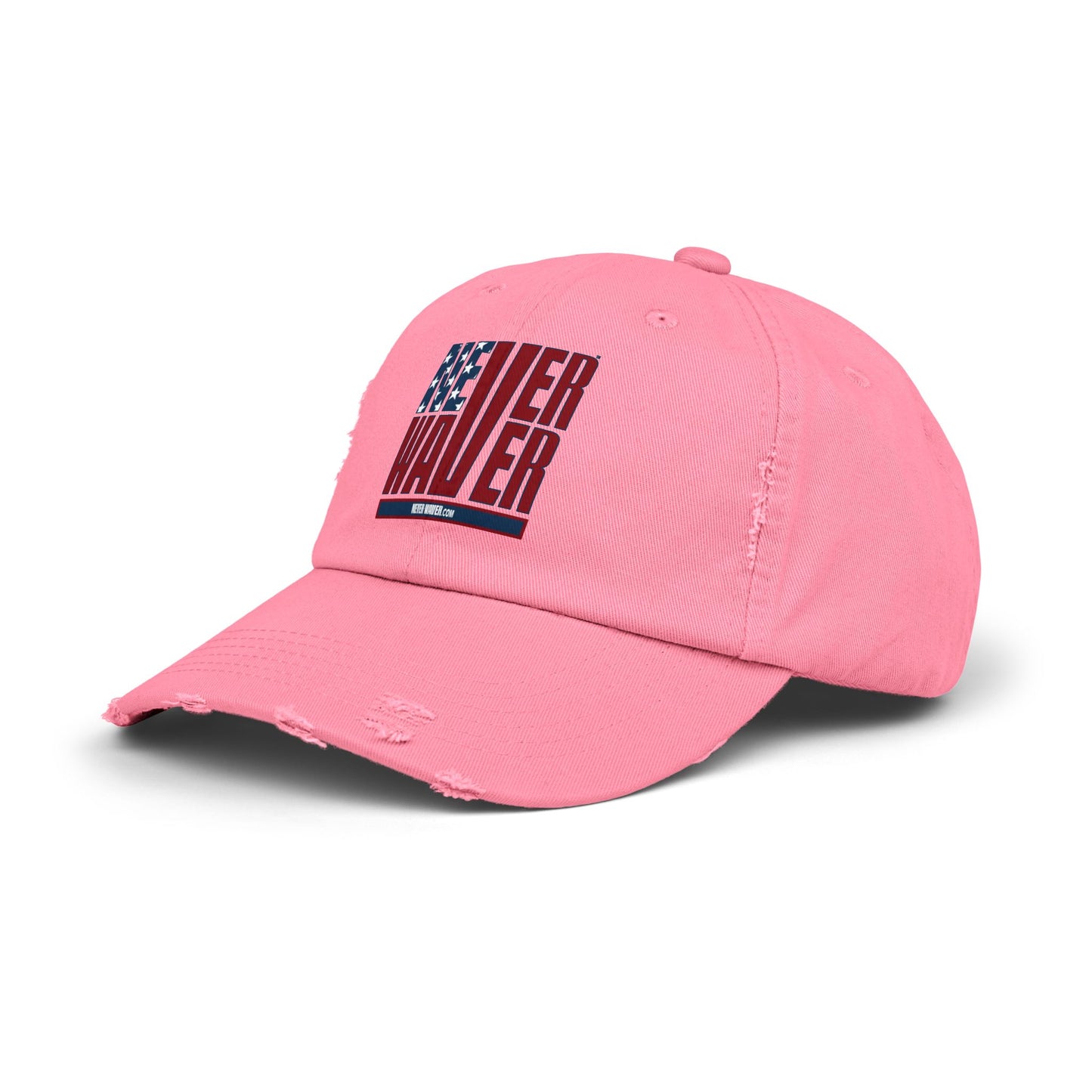 Unisex Distressed Cap - 'Never Waver' Casual Hat for Everyday Style Patriotic