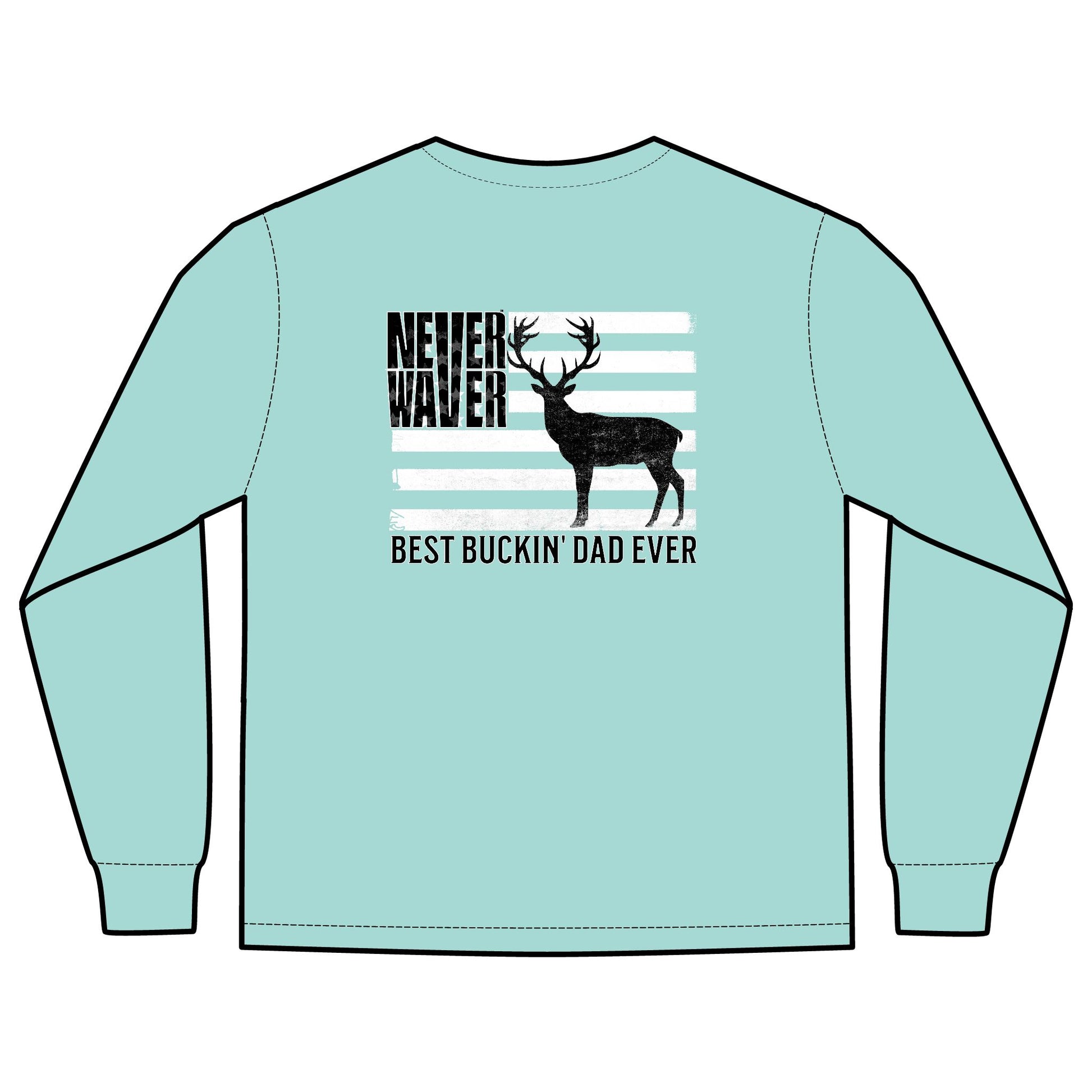 Unisex Long Sleeve Pocket T-Shirt - Never Waver Best Buckin' Dad Ever Design - Never Waver