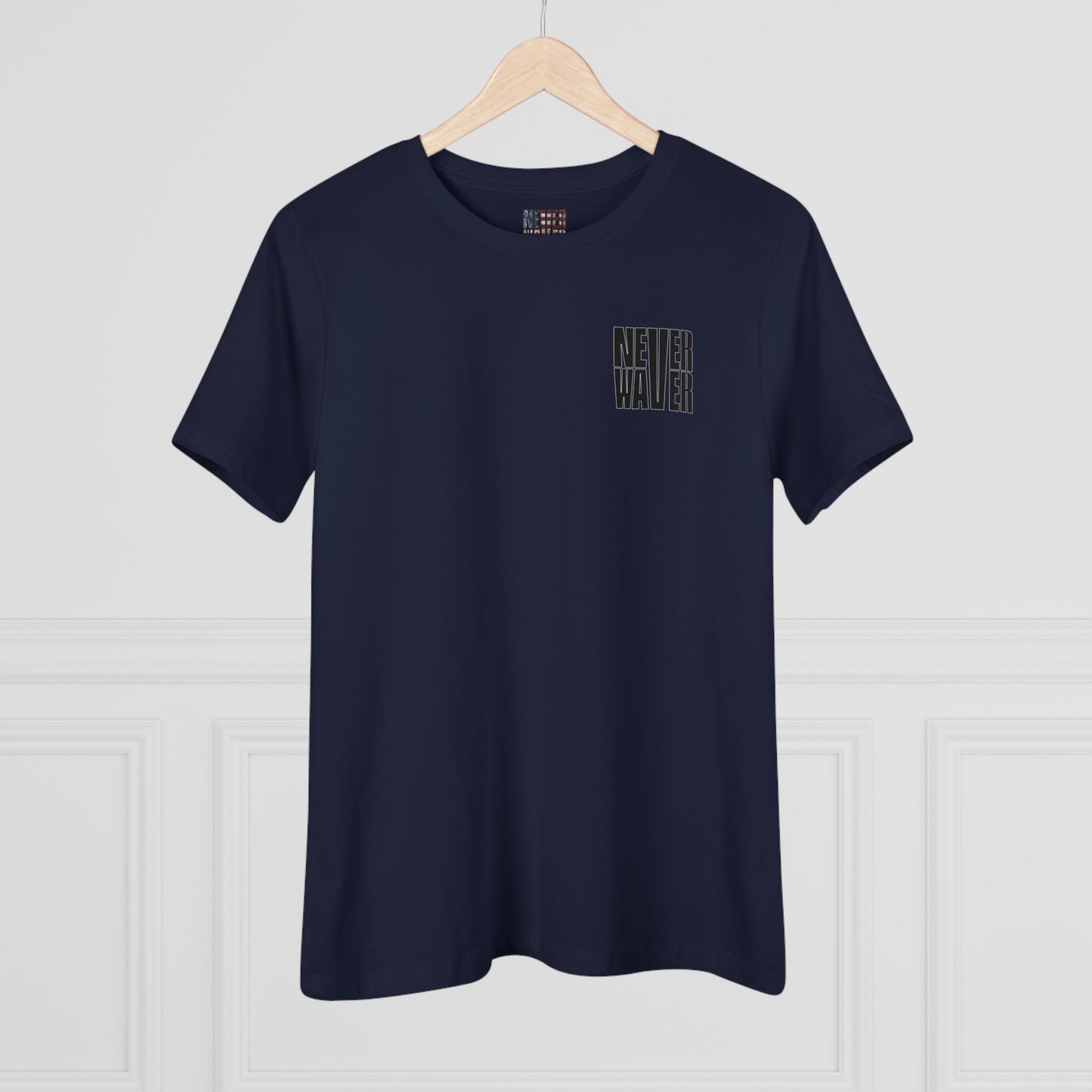 Never Waver” Jesus t-shirt might feature a bold, eye-catching design that reflects a steadfast faith and confidence in Christ.  Women's Cotton Tee - Never Waver
