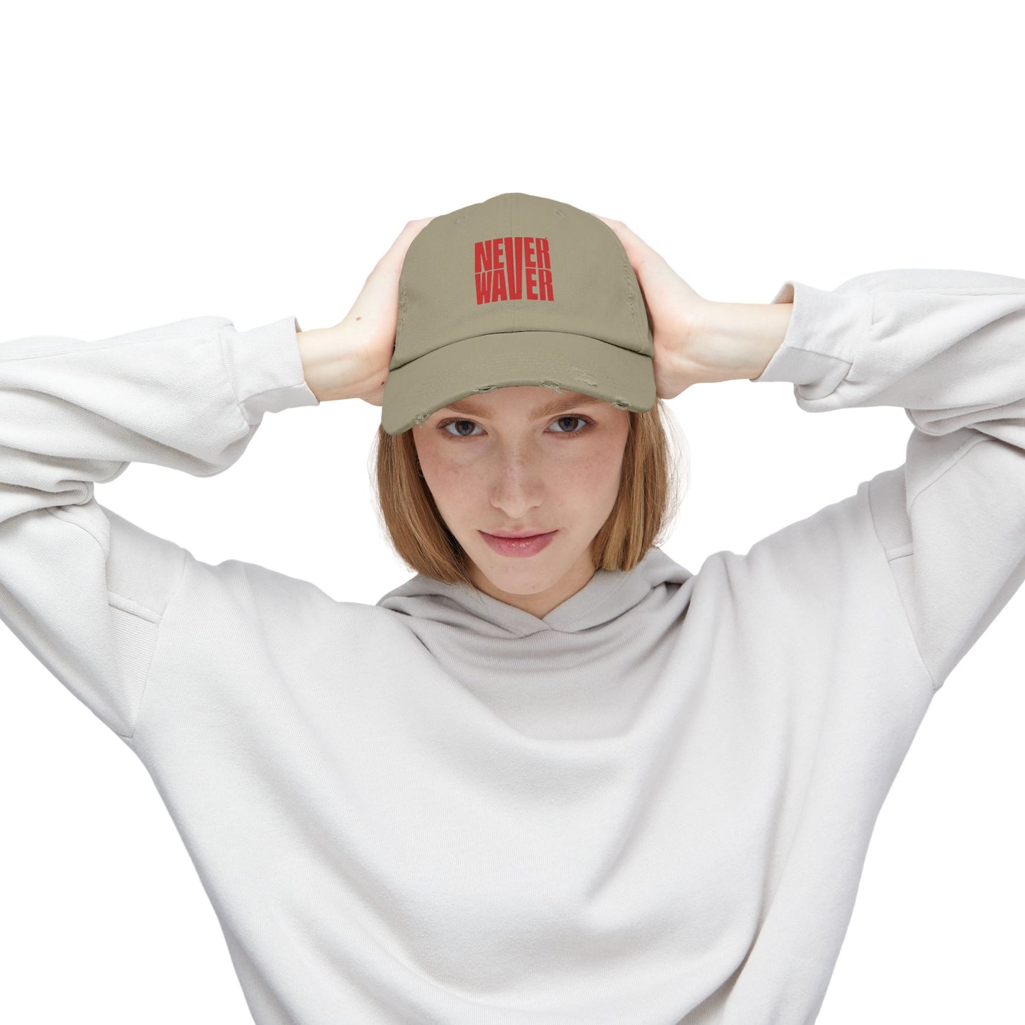 Distressed Cap - Never Waver Statement Hat for Everyday Style