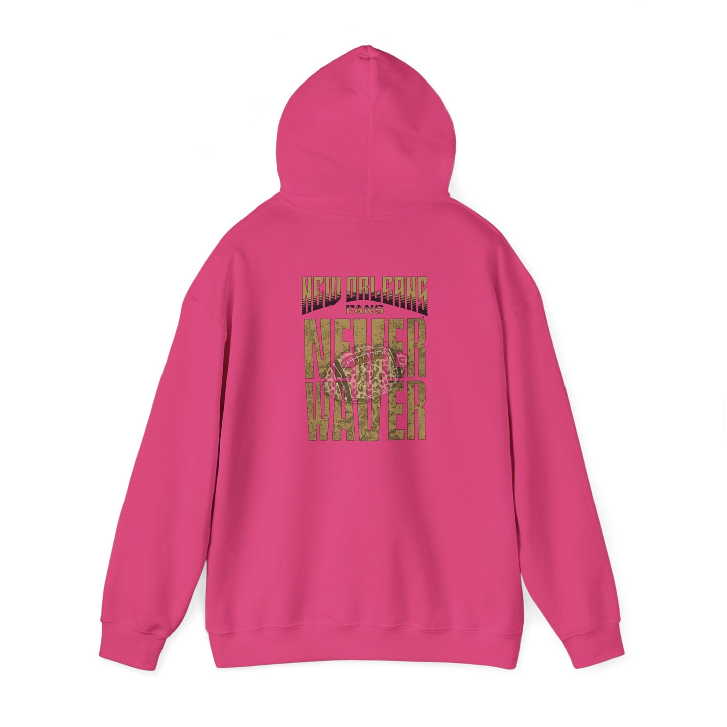 New Orleans Fans Never Waver W Leopard Football Hoodie - Unisex Heavy Blend™ Sweatshirt for Fans - Never Waver