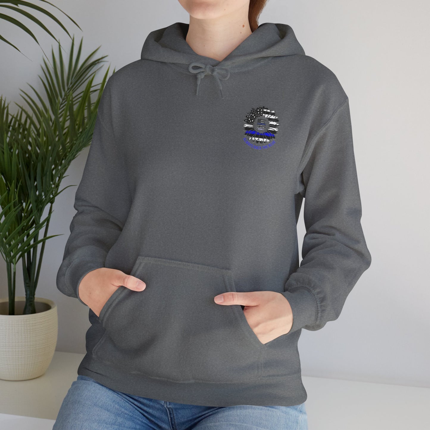 Never Waver Always Back the Blue Hooded Sweatshirt - Unisex Heavy Blend™ - Never Waver