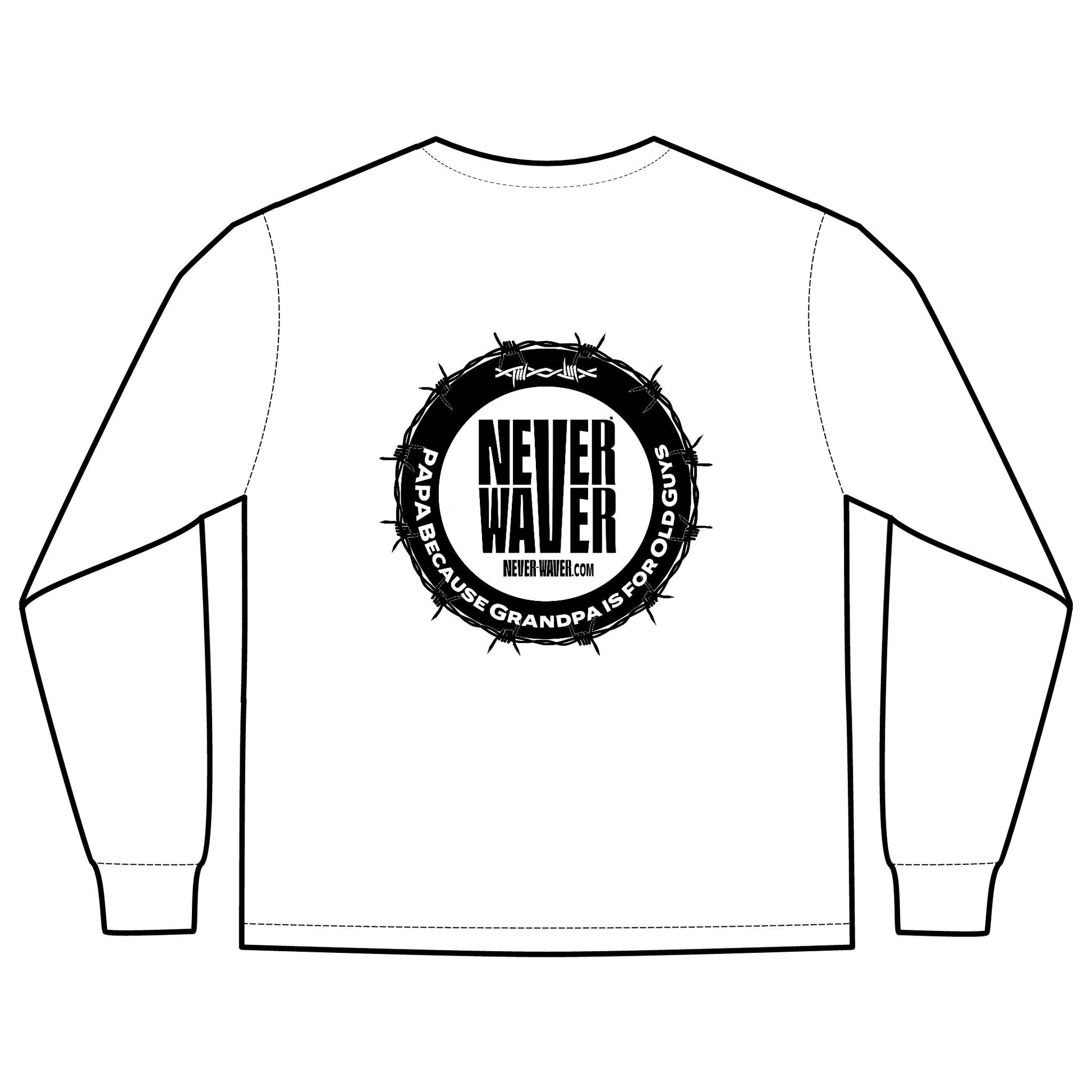 Unisex Long Sleeve Pocket T-Shirt - Never Waver PAPA Because Grandpa Is For Old Guys Design - Never Waver