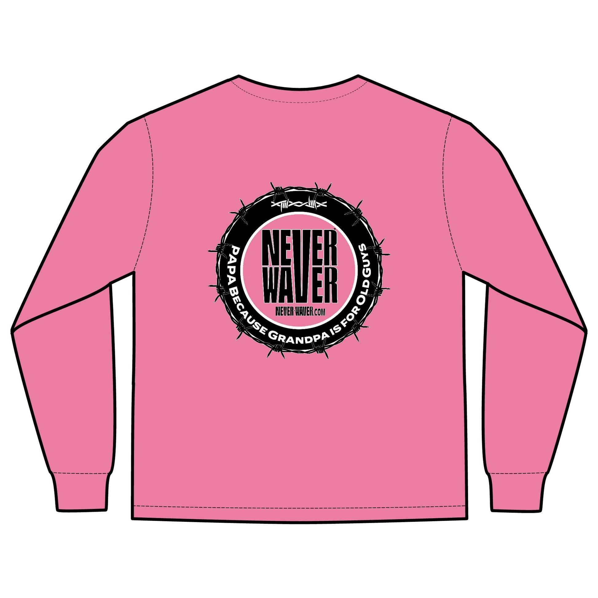 Unisex Long Sleeve Pocket T-Shirt - Never Waver PAPA Because Grandpa Is For Old Guys Design - Never Waver