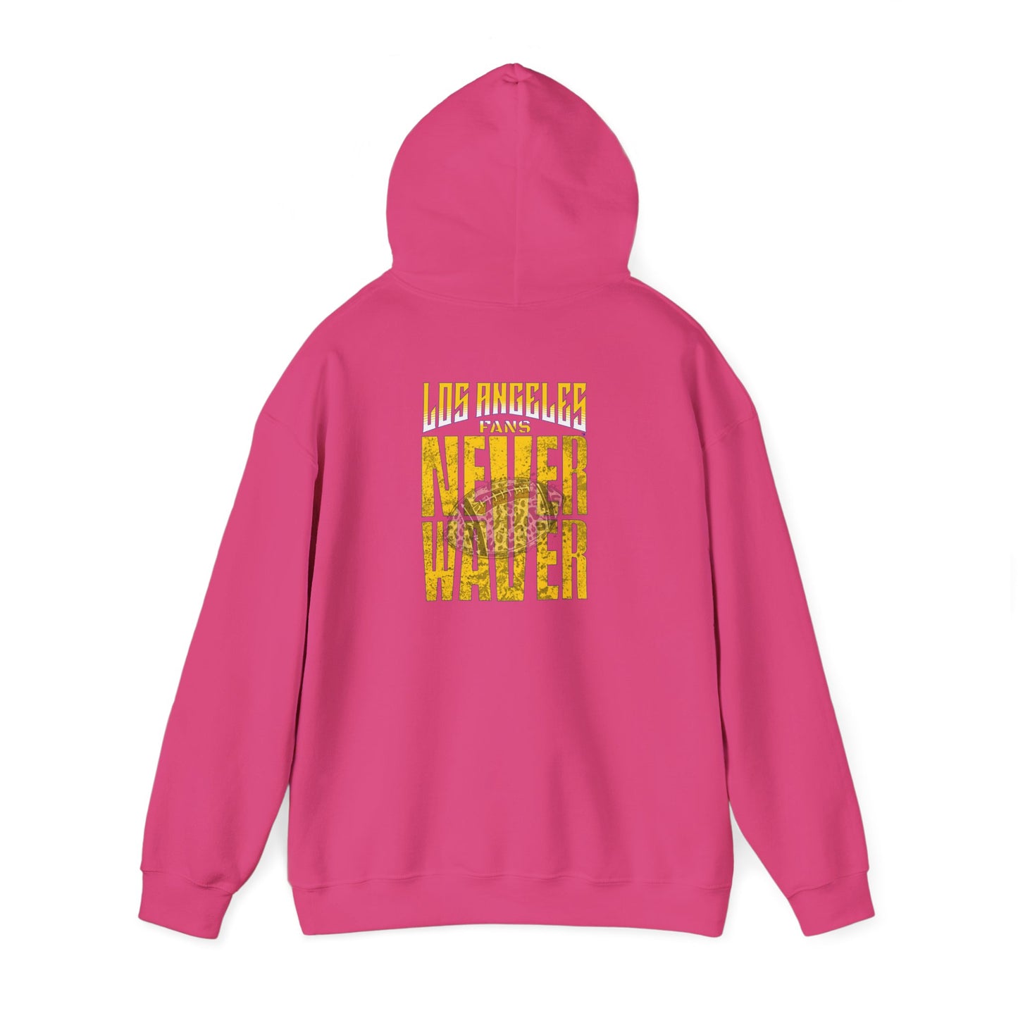 Los Angeles Fans Never Waver w Leopard Football Unisex Heavy Blend™ Hooded Sweatshirt - Cozy, Motivational Apparel for Everyday Wear