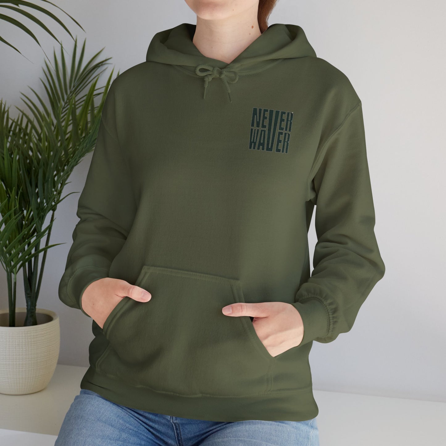 New York Fans Never Waver W Leopard Football Unisex Heavy Blend™ Hooded Sweatshirt - Never Waver