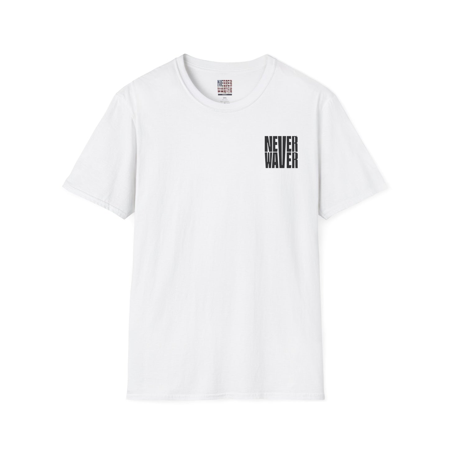 Never Waver” Jesus a bold, eye-catching design that reflects a steadfast faith and confidence in Christ. Unisex Soft style T-Shirt - Never Waver