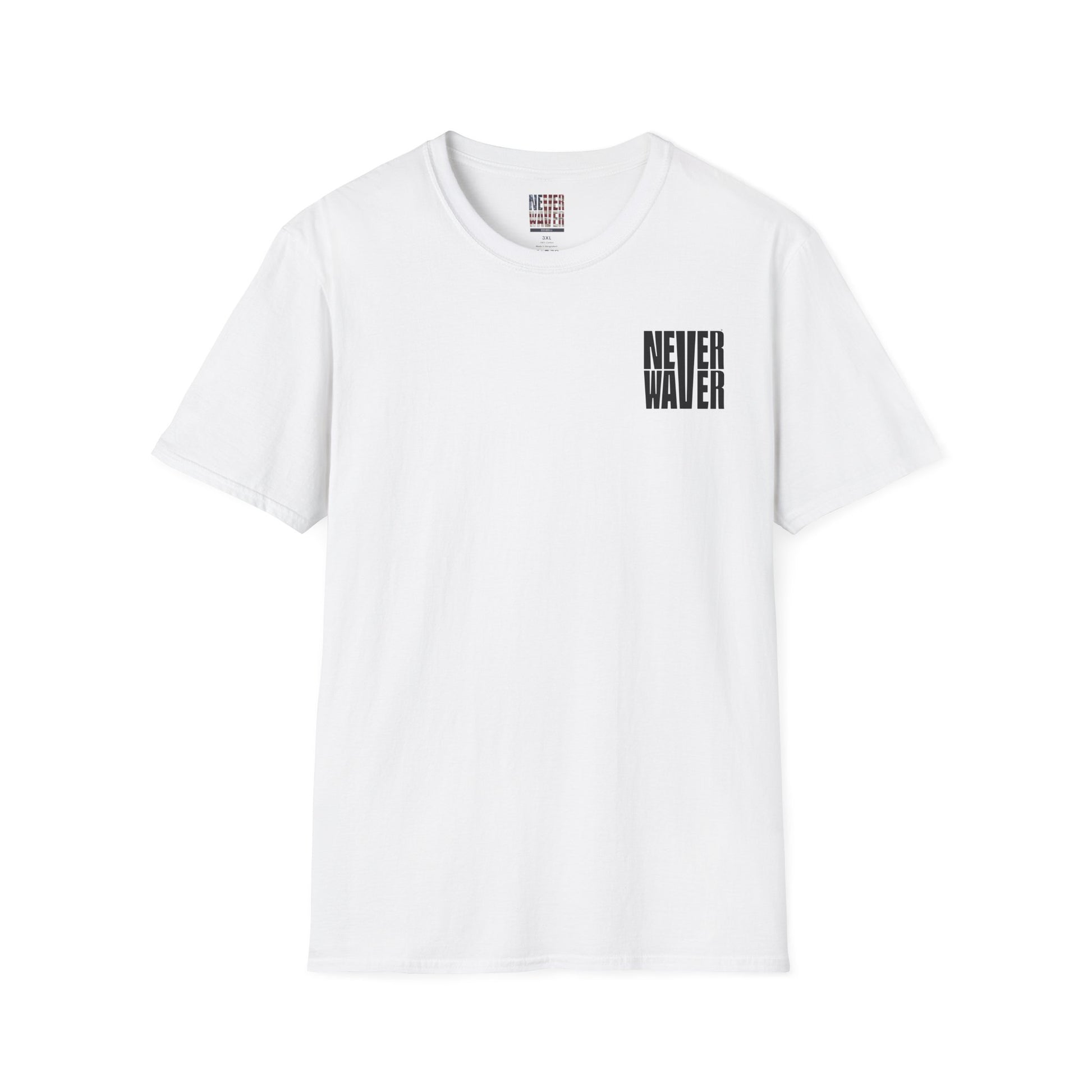 Never Waver” Jesus a bold, eye-catching design that reflects a steadfast faith and confidence in Christ. Unisex Soft style T-Shirt - Never Waver