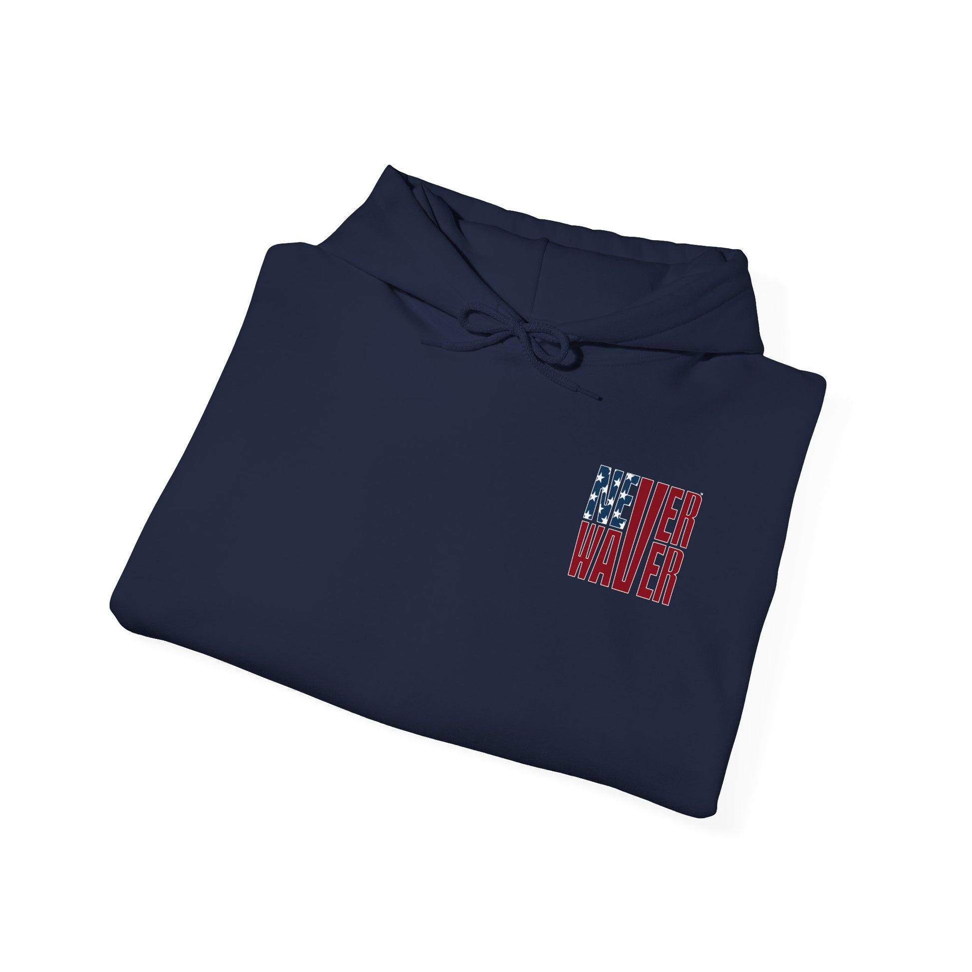 Unisex Heavy Blend™ Hooded Sweatshirt - 'New York Fans Never Waver W Leopard Football' American Pride Design - Never Waver