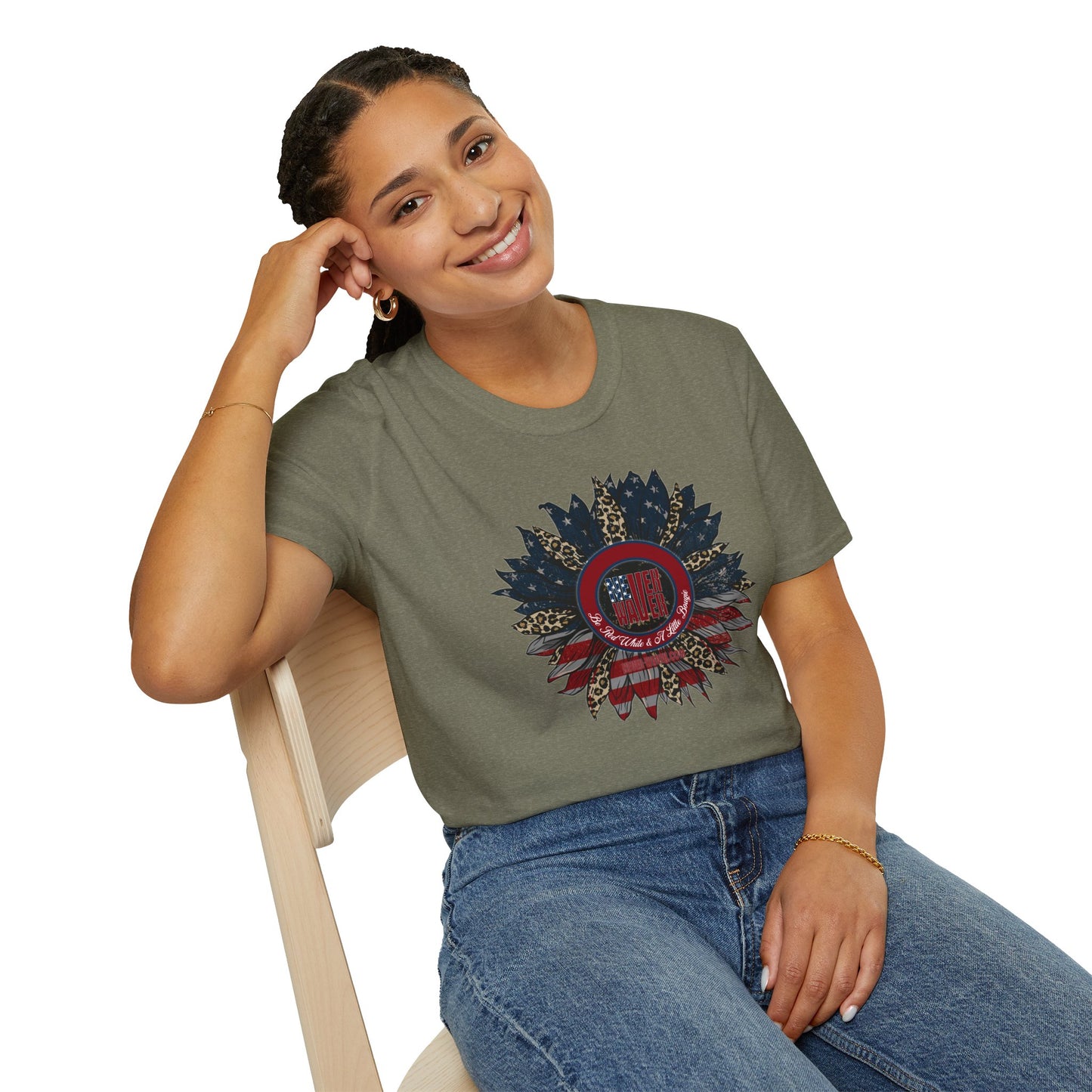 Never Waver Be Red White & a Little Bougie Unisex Softstyle T-Shirt - Never Waver